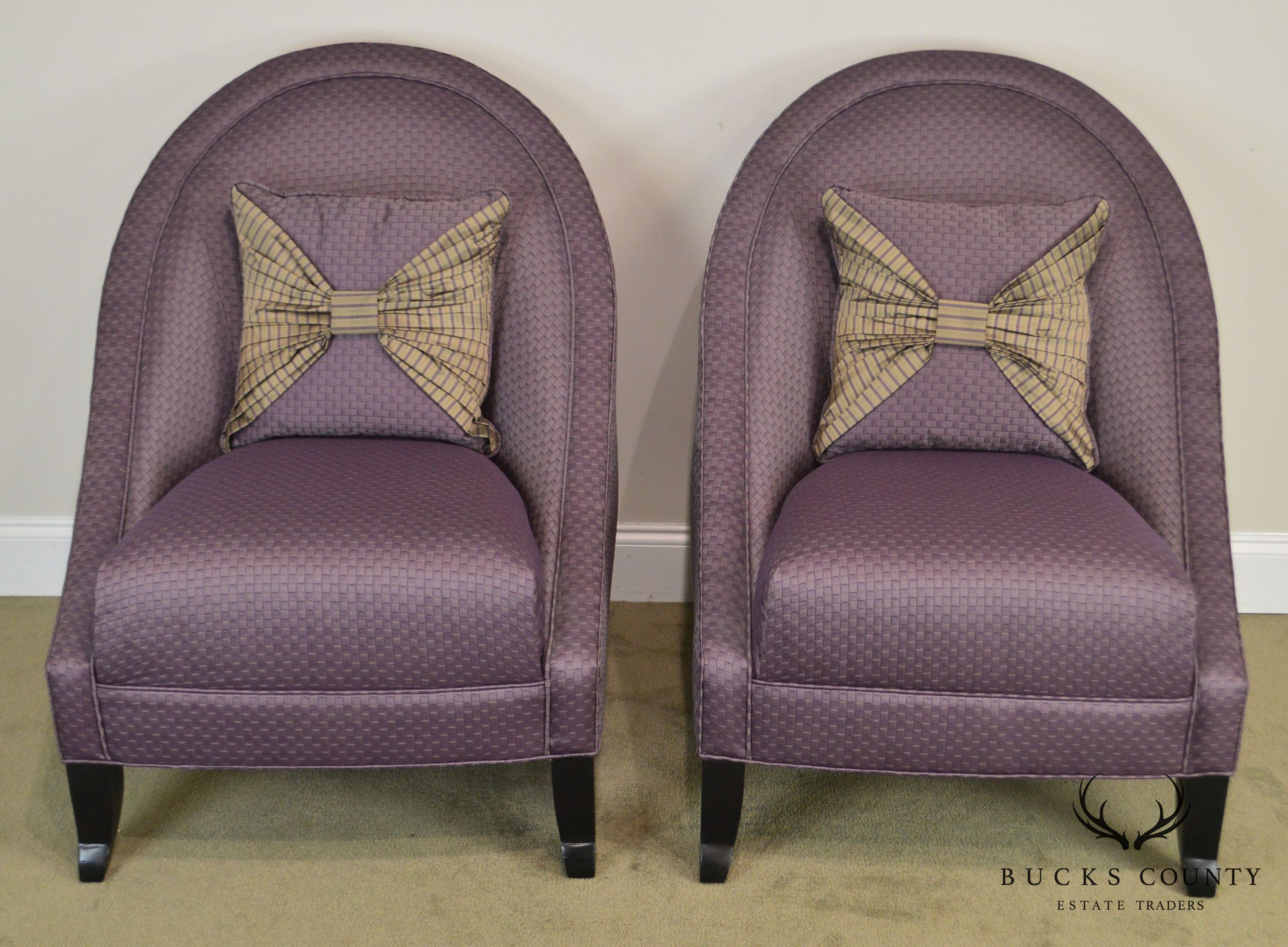 Directional Custom Purple Upholstered Pair of Club Chairs