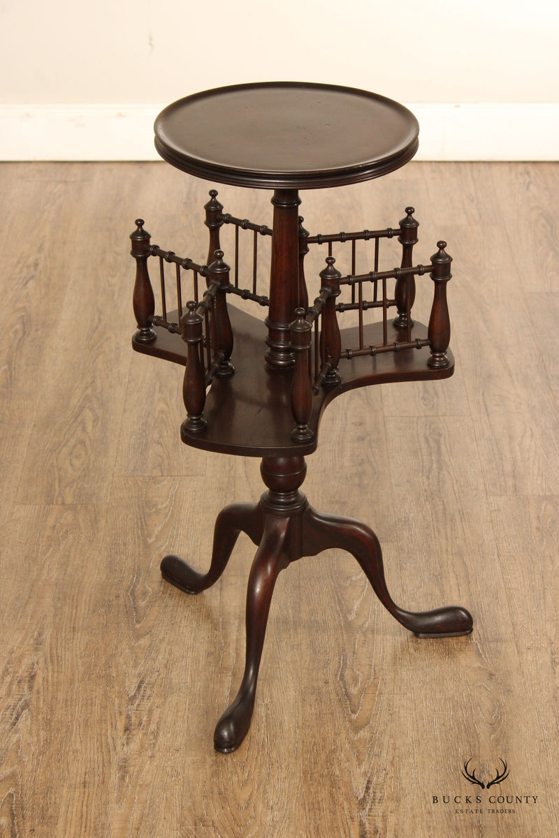 Antique Edwardian Queen Anne Style Mahogany Book Stand Side Table