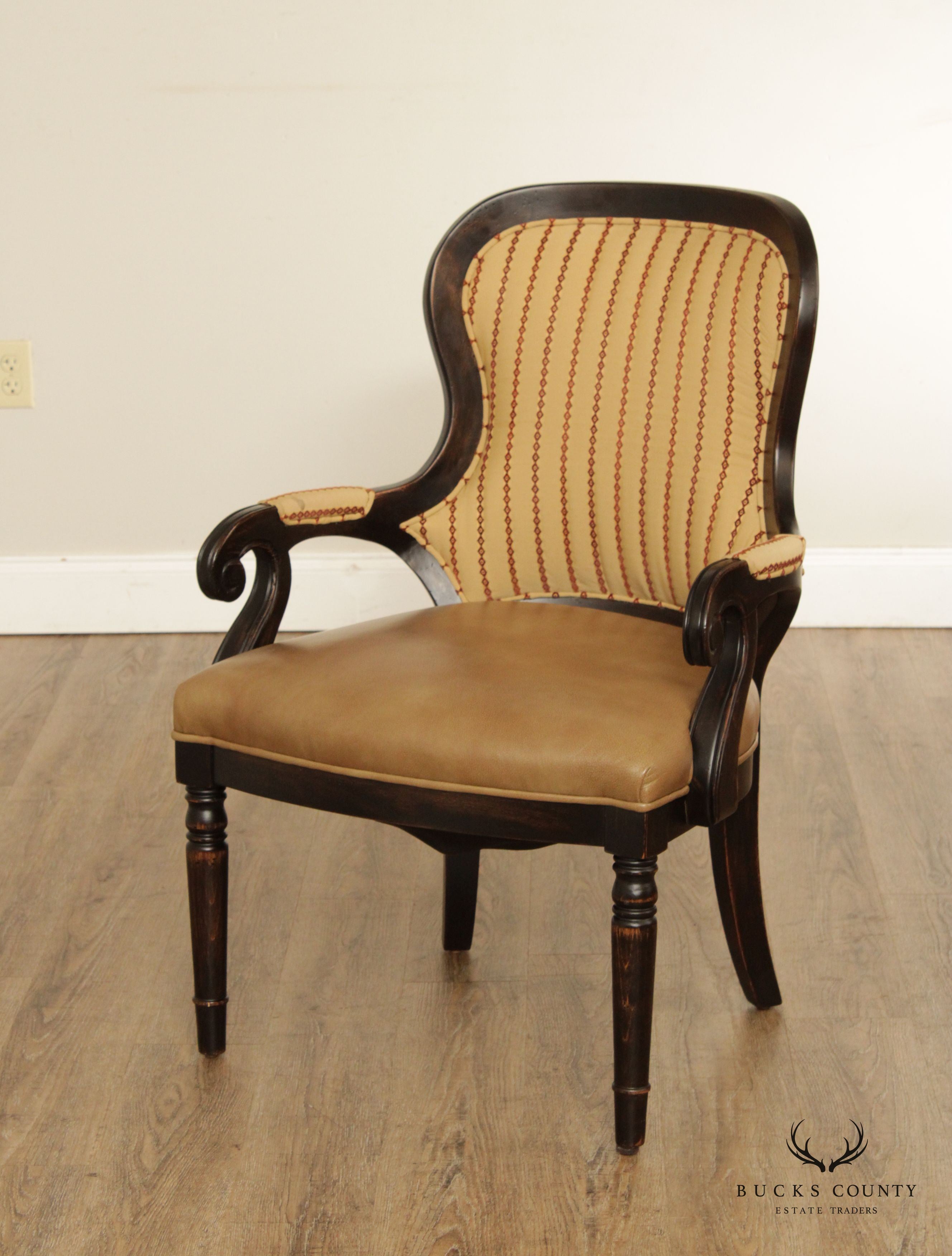 William IV Style Carved Oak Spoonback Fauteuil Armchair