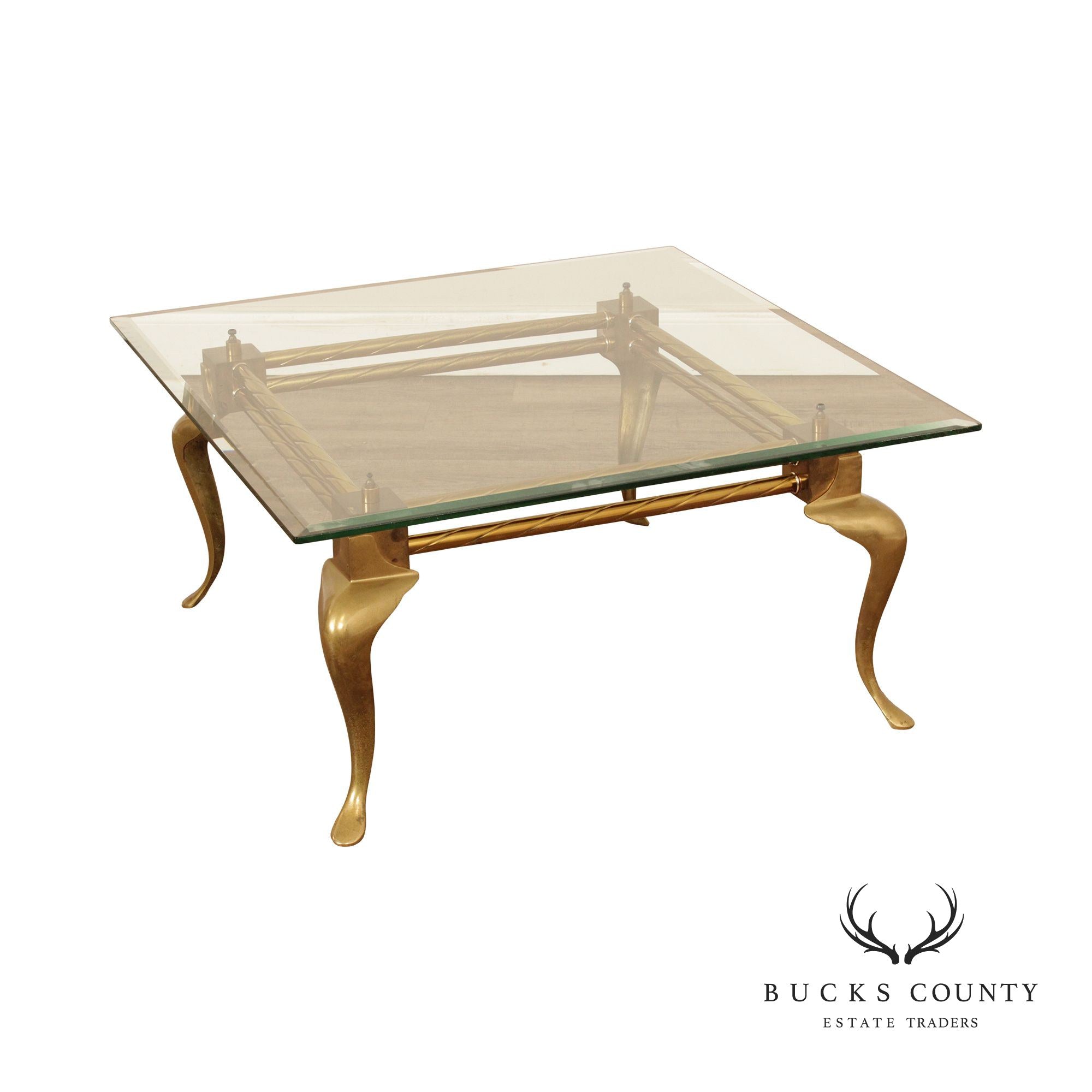 Vintage French Style Brass and Glass Coffee Table