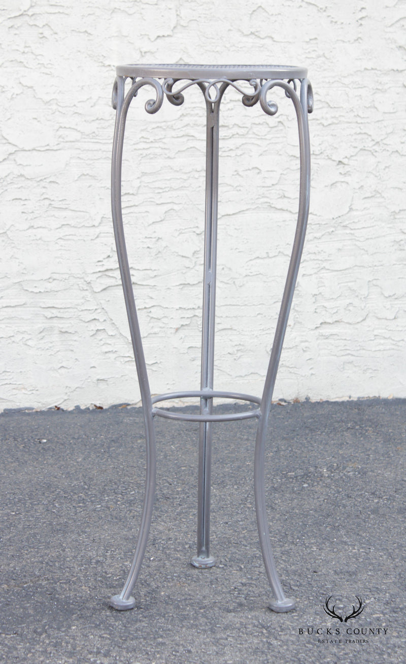 French Style Vintage Scrolled Wrought Iron Pair of Plant Stands