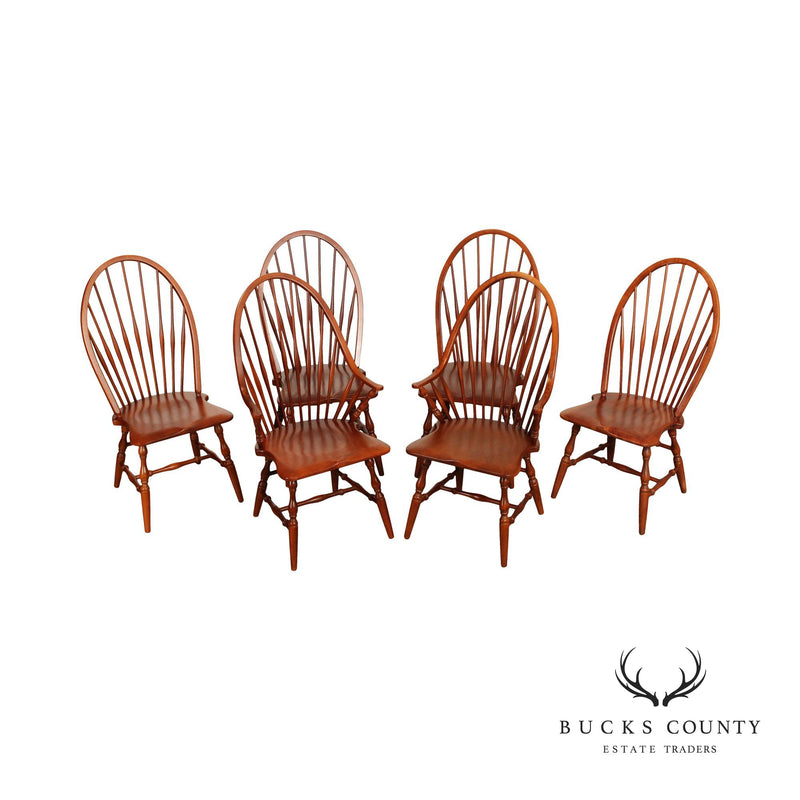 Windsor Style Set of 6 Cherry Dining Chairs