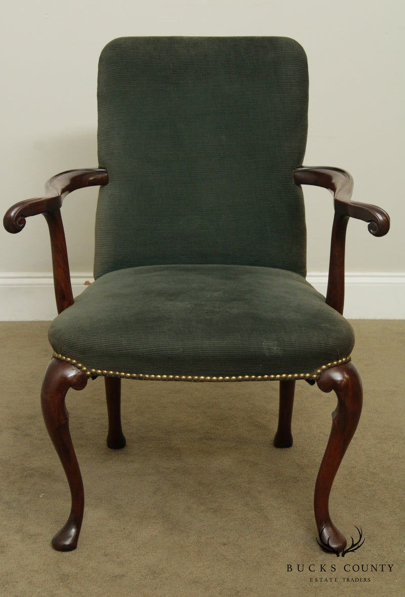 1920's Vintage Walnut Queen Anne Style Armchair