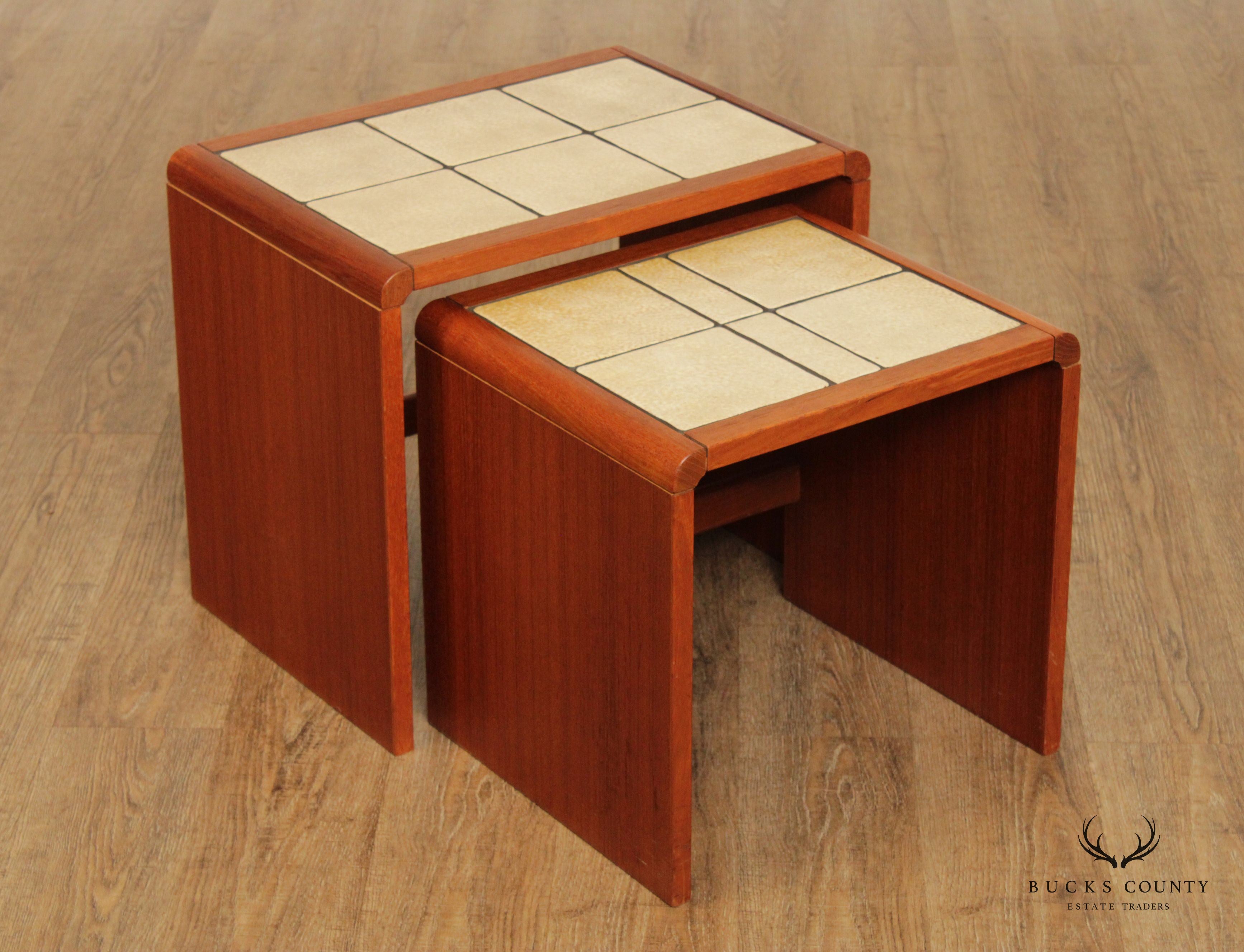 Mid Century Danish Modern Pair of Teak Nesting Tables