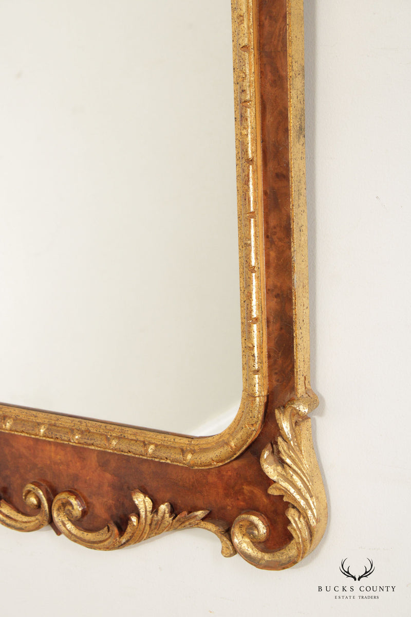George II Style Parcel Gilt and Burl Walnut Wall Mirror