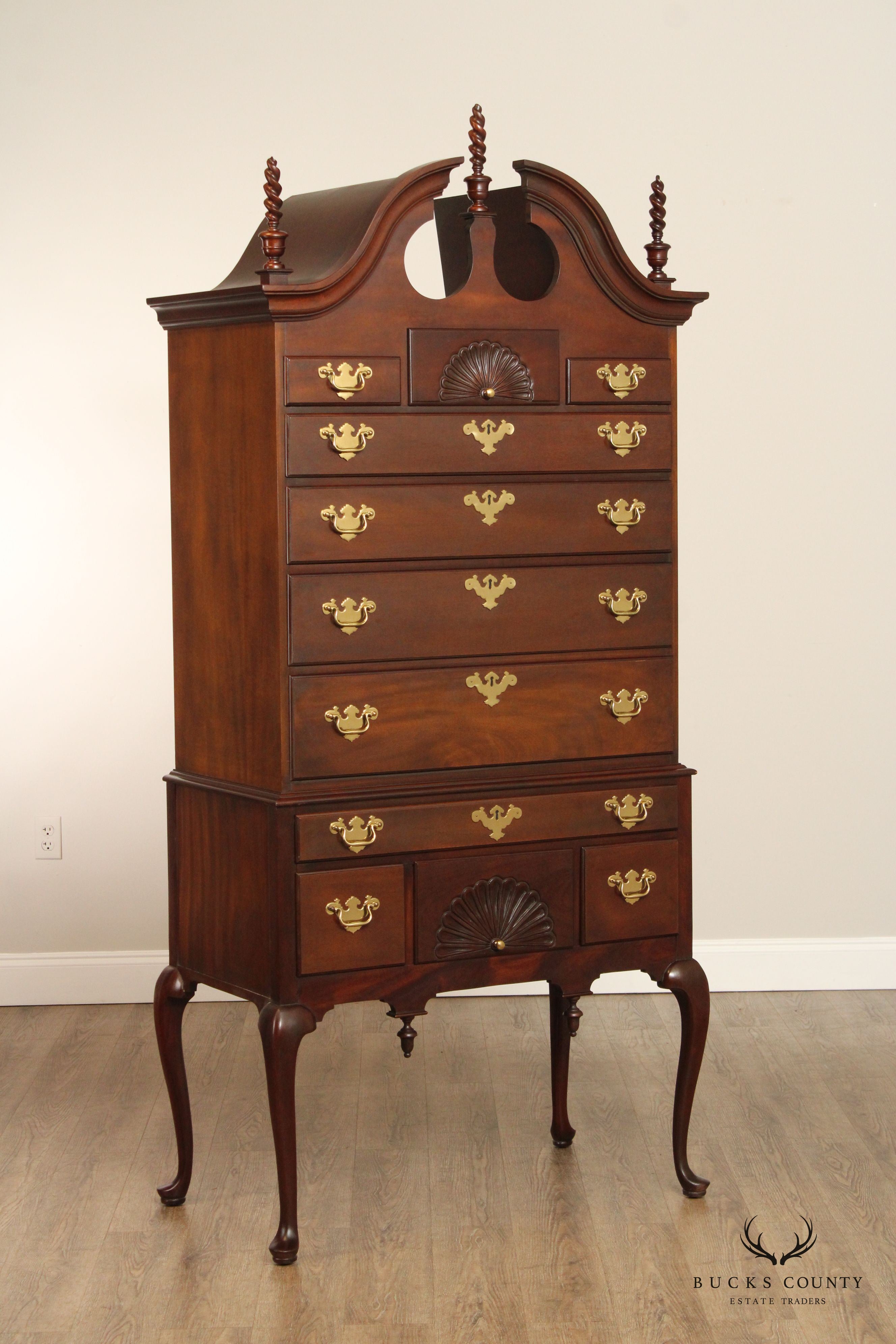 Councill Craftsmen Queen Anne Style Mahogany Highboy