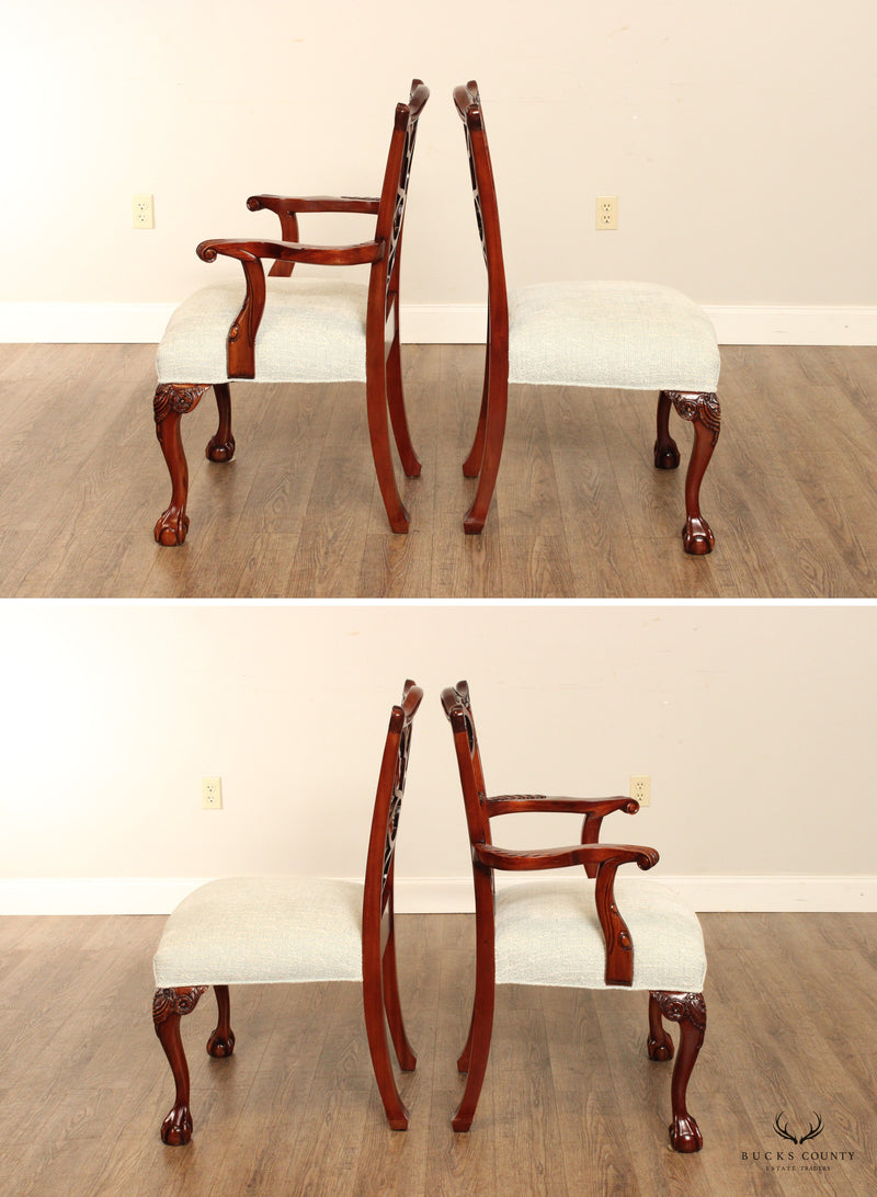 Chippendale Style Set Ten Custom Mahogany Dining Chairs