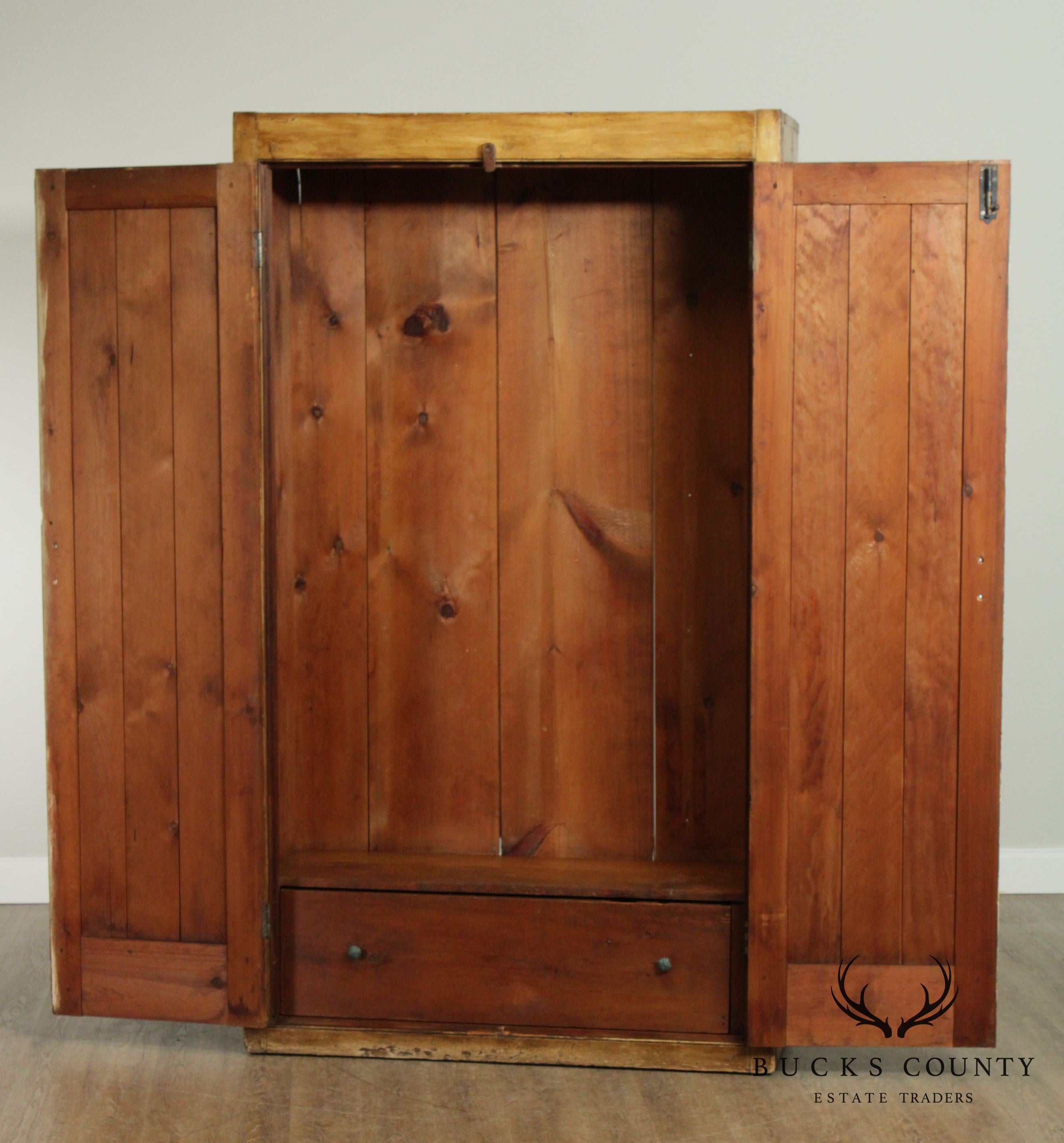 Antique 19th Century Primitive Painted 2 Door Cupboard