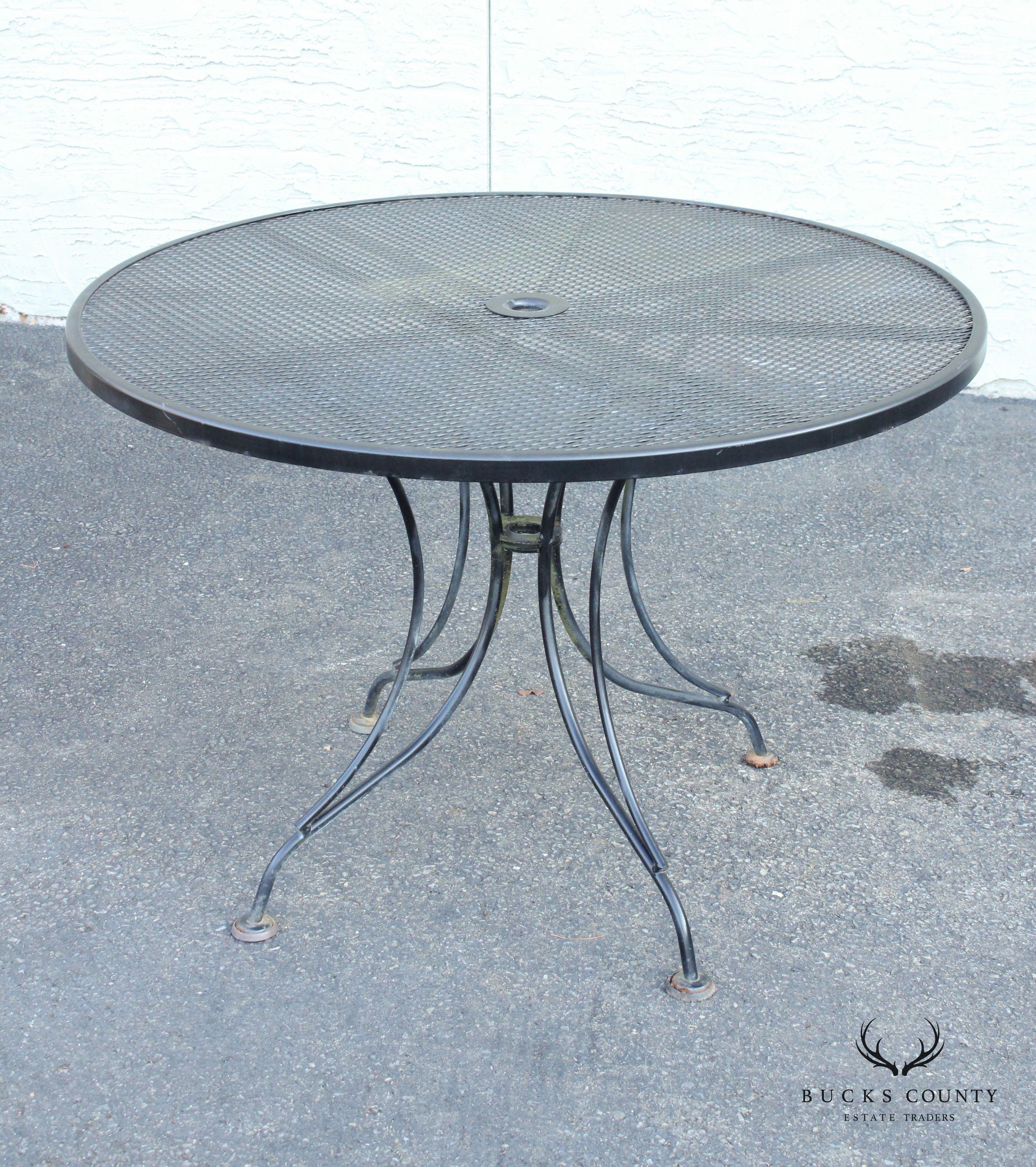 Vintage 42 Inch Round Wrought Iron Outdoor Patio Dining Table