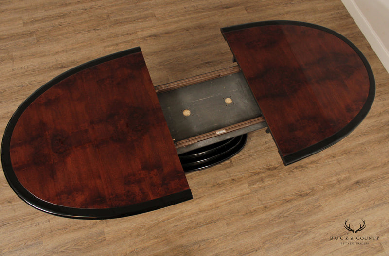 Henredon Scene Three Burl Wood & Black Lacquer Oval Dining Table