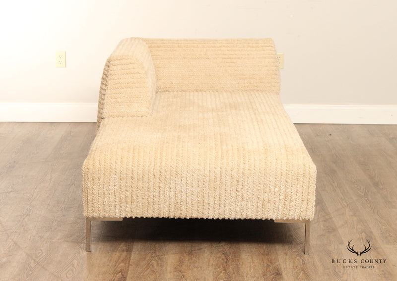 Postmodern Custom Upholstered Chrome Leg Chaise Lounge