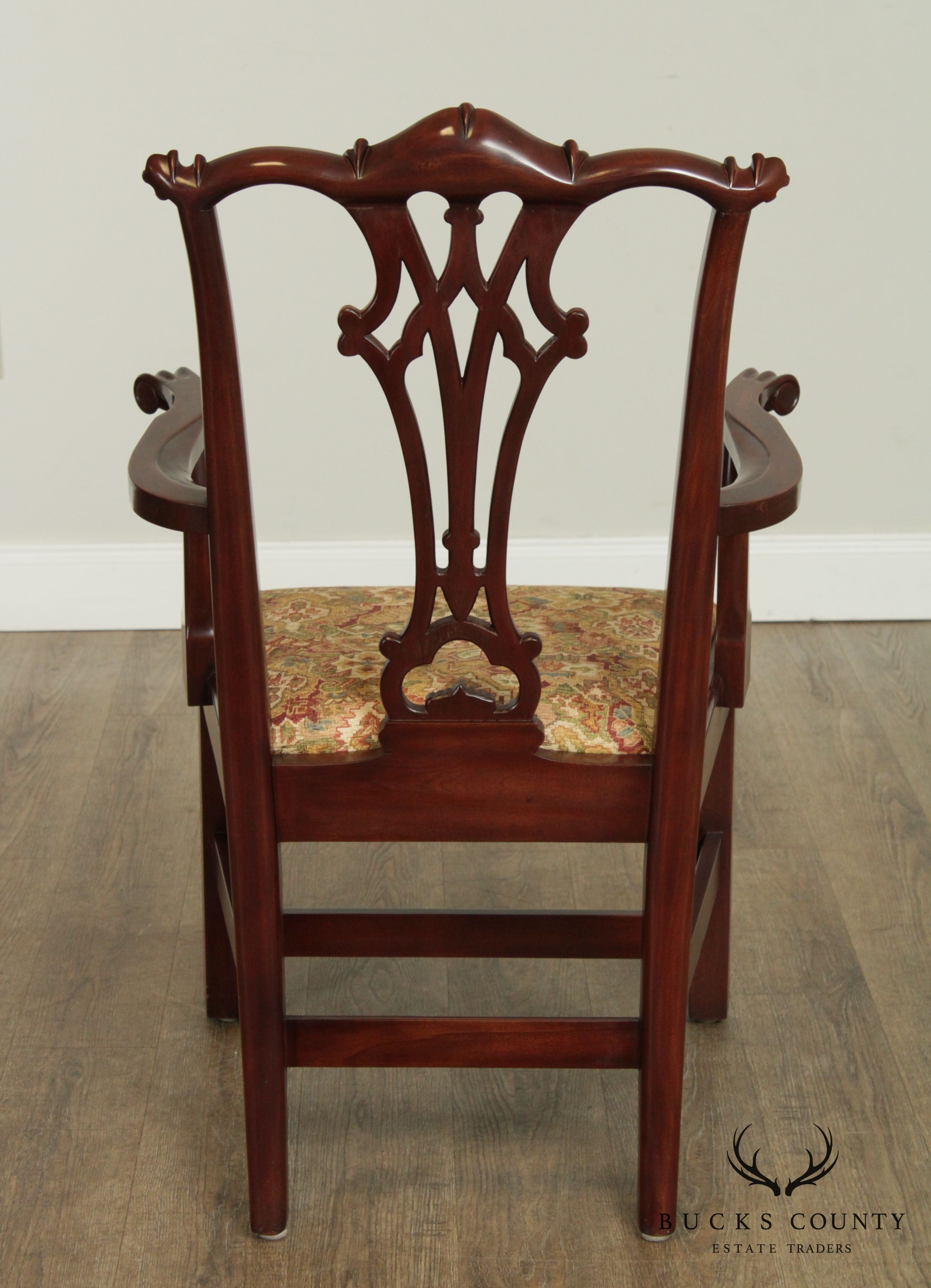 Chippendale Style Solid Mahogany Quality Pair Armchairs