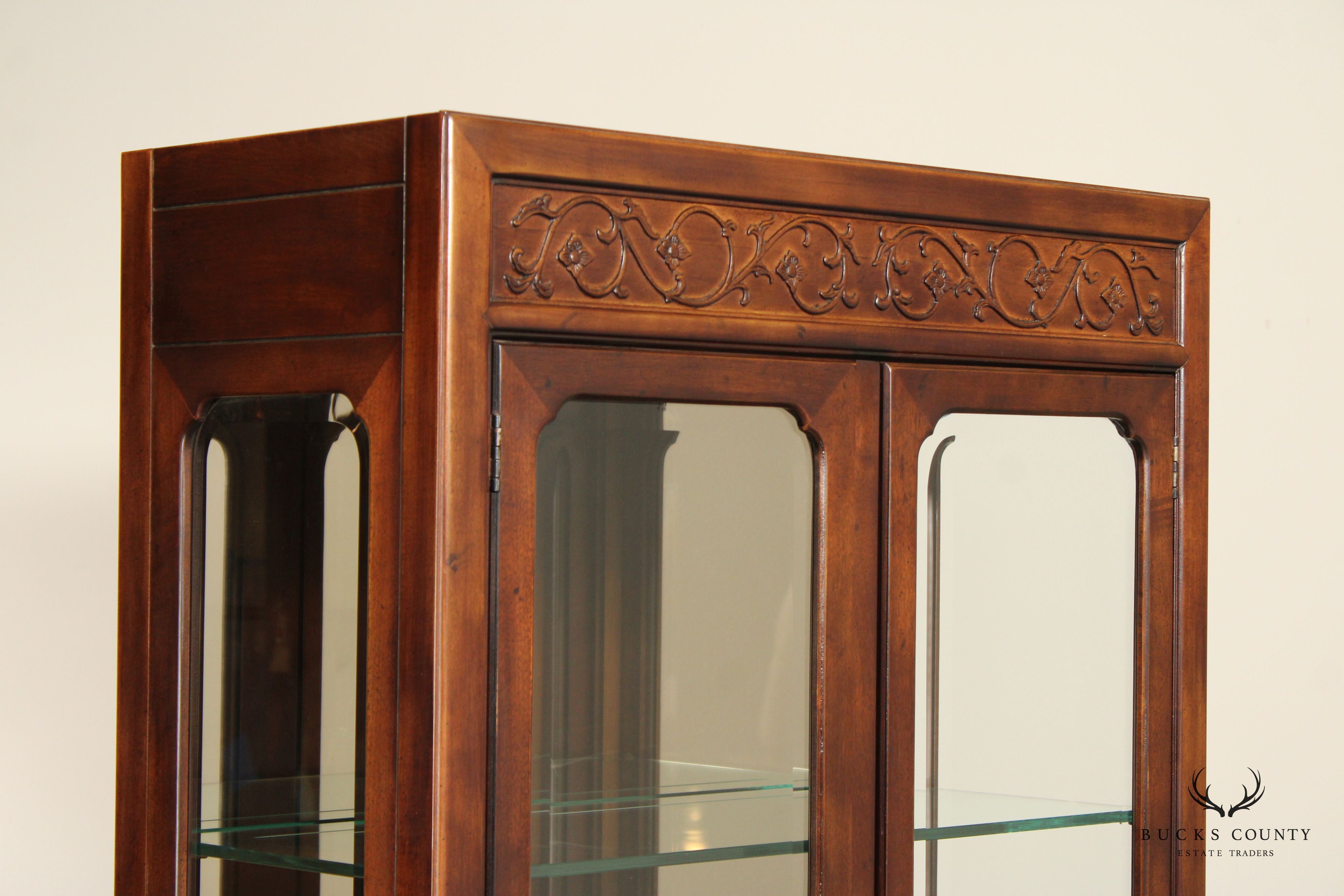 Henredon Asian Inspired Pair of Curio Display Cabinets