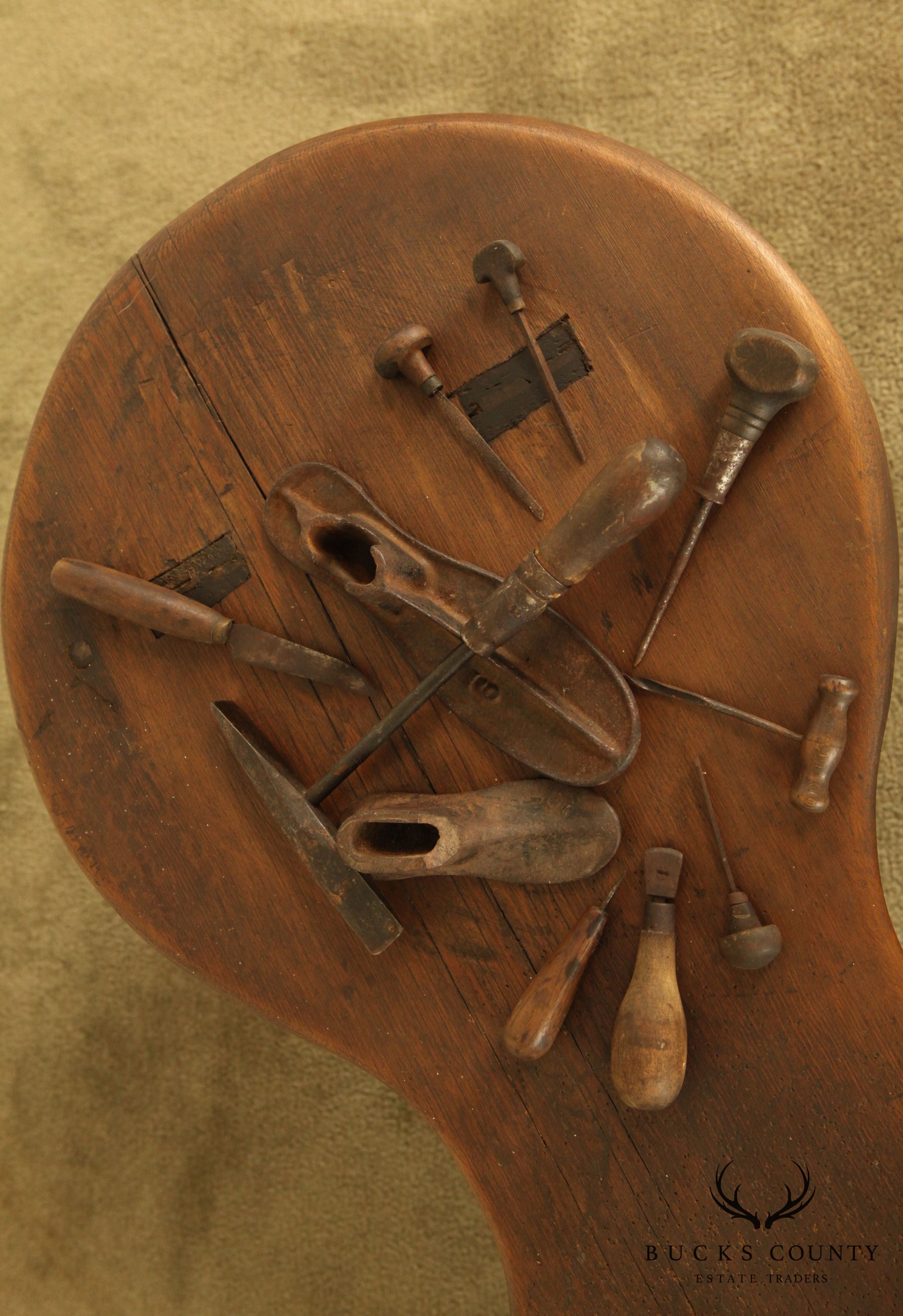 Antique American Cobblers Bench with Tools