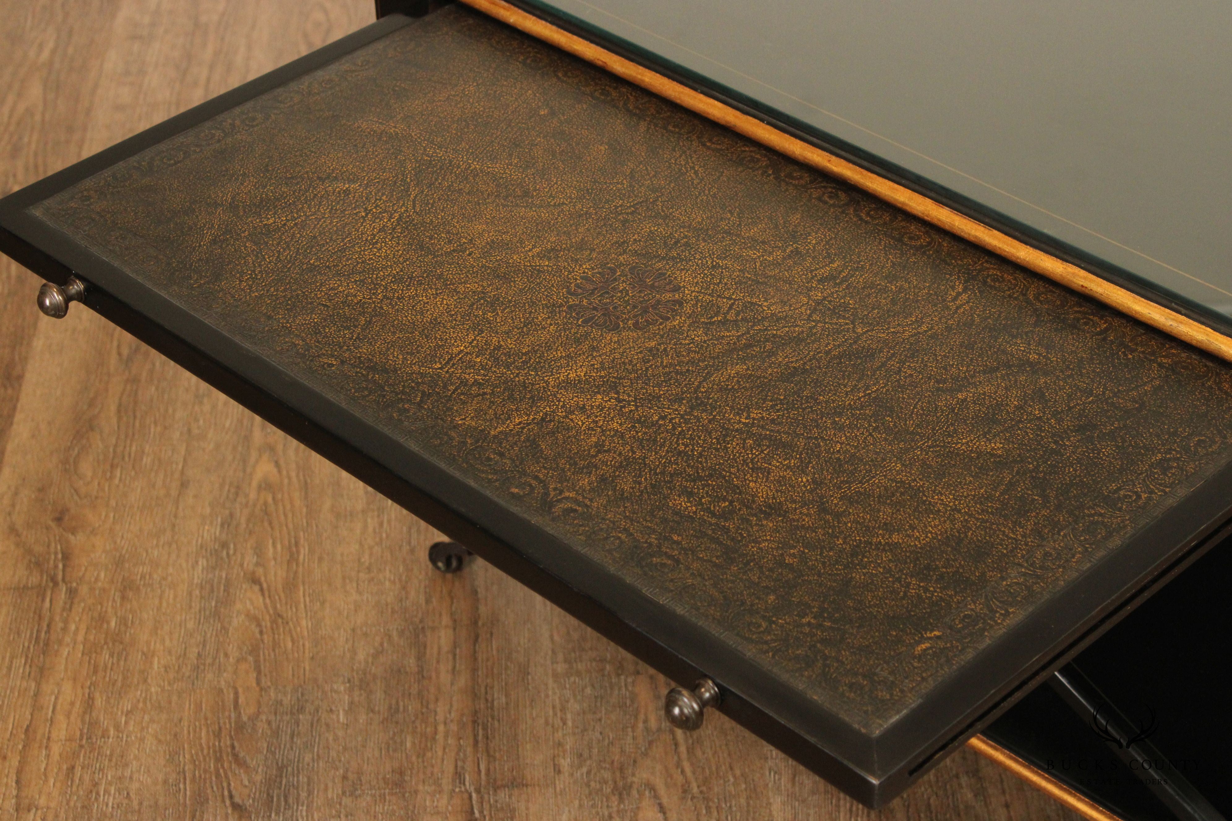 Italian Regency Style Ebonized and Partial Gilt Coffee Table