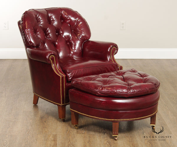 Hancock and Moore Tufted Leather 'Richmond' Chair and Ottoman