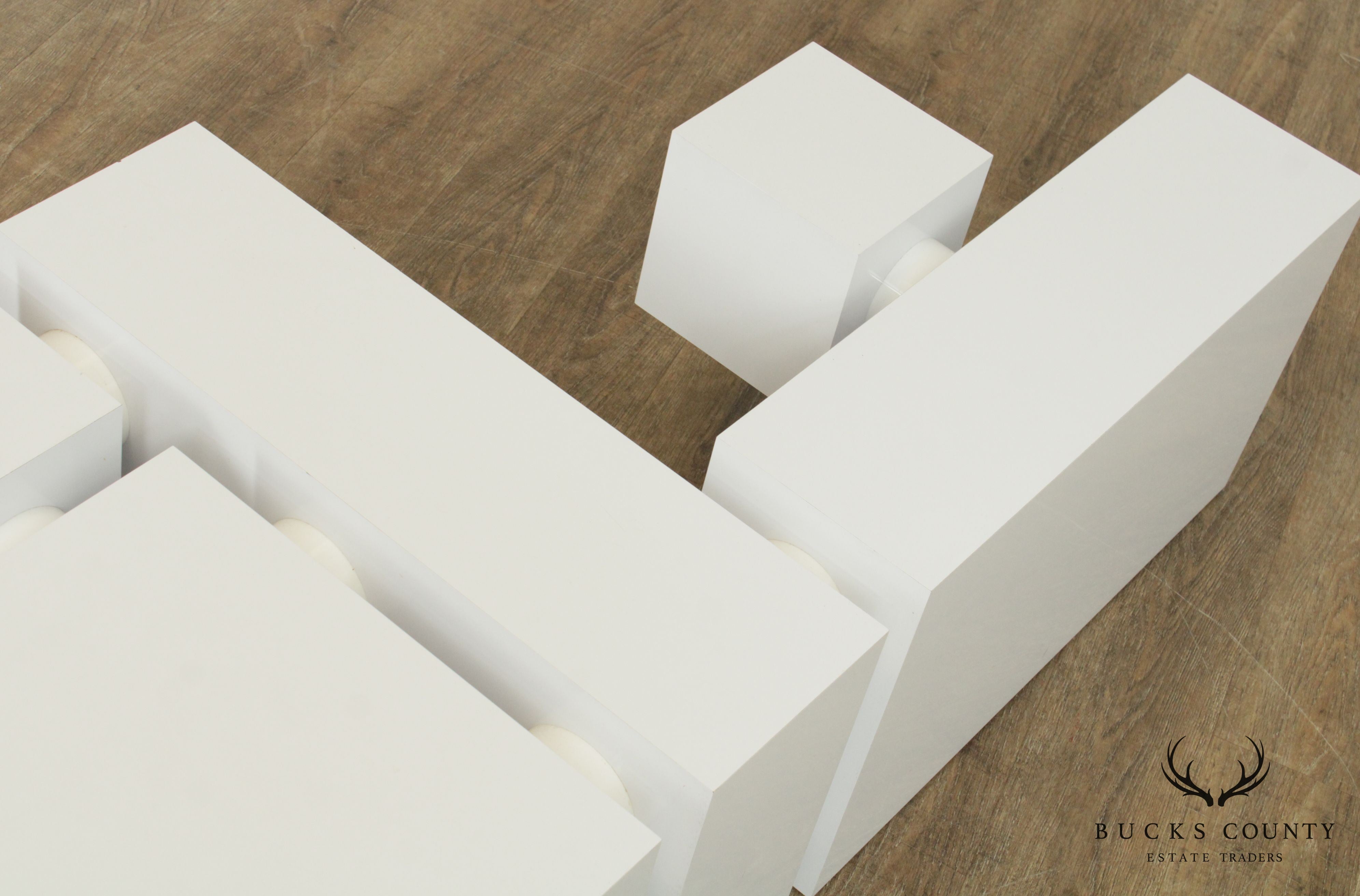 Modular Designs, 1970's Postmodern White Geometric Coffee Table