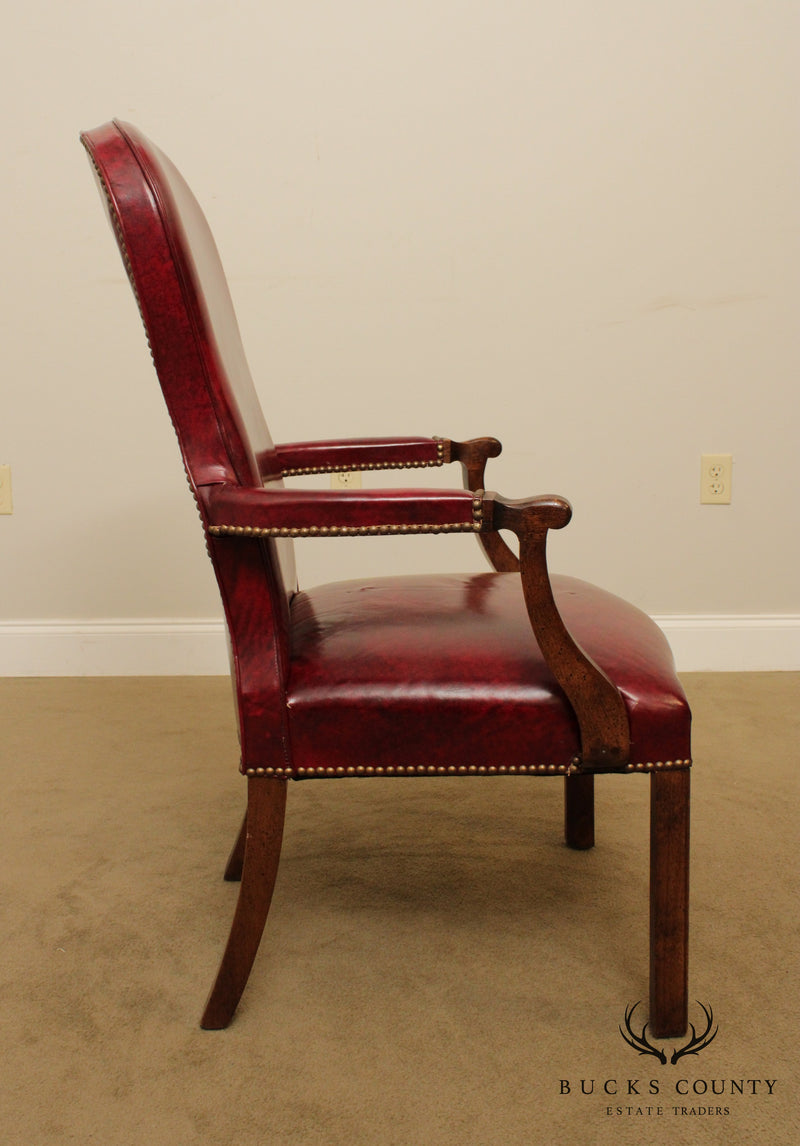 George III Style Quality Oxblood Leather Armchair