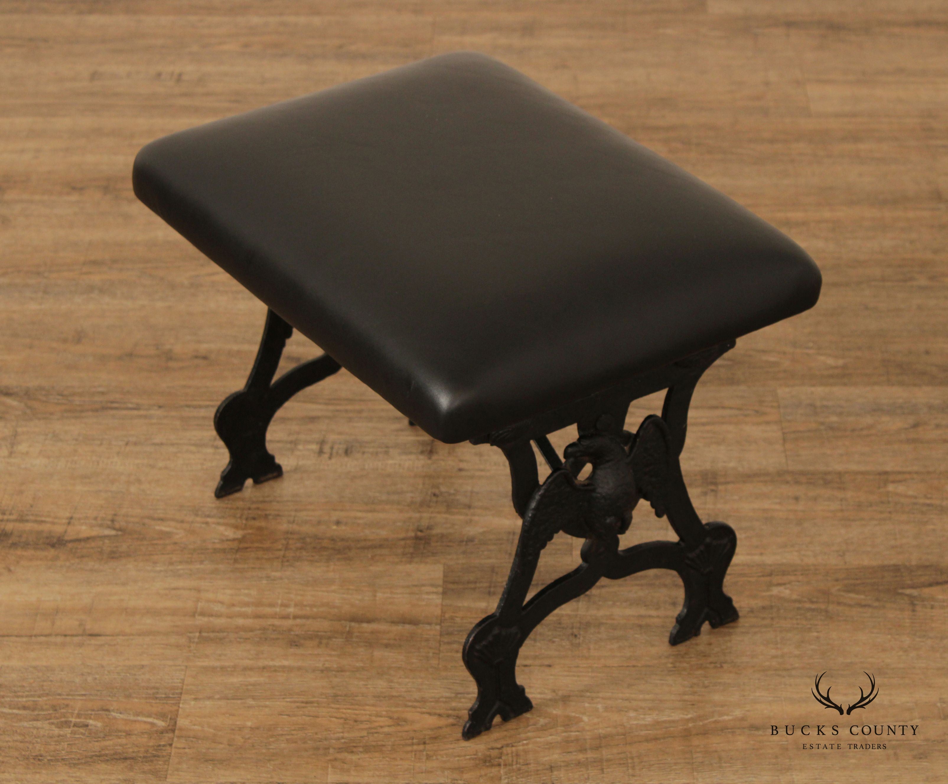 Federal Style Cast Iron and Leather Stool