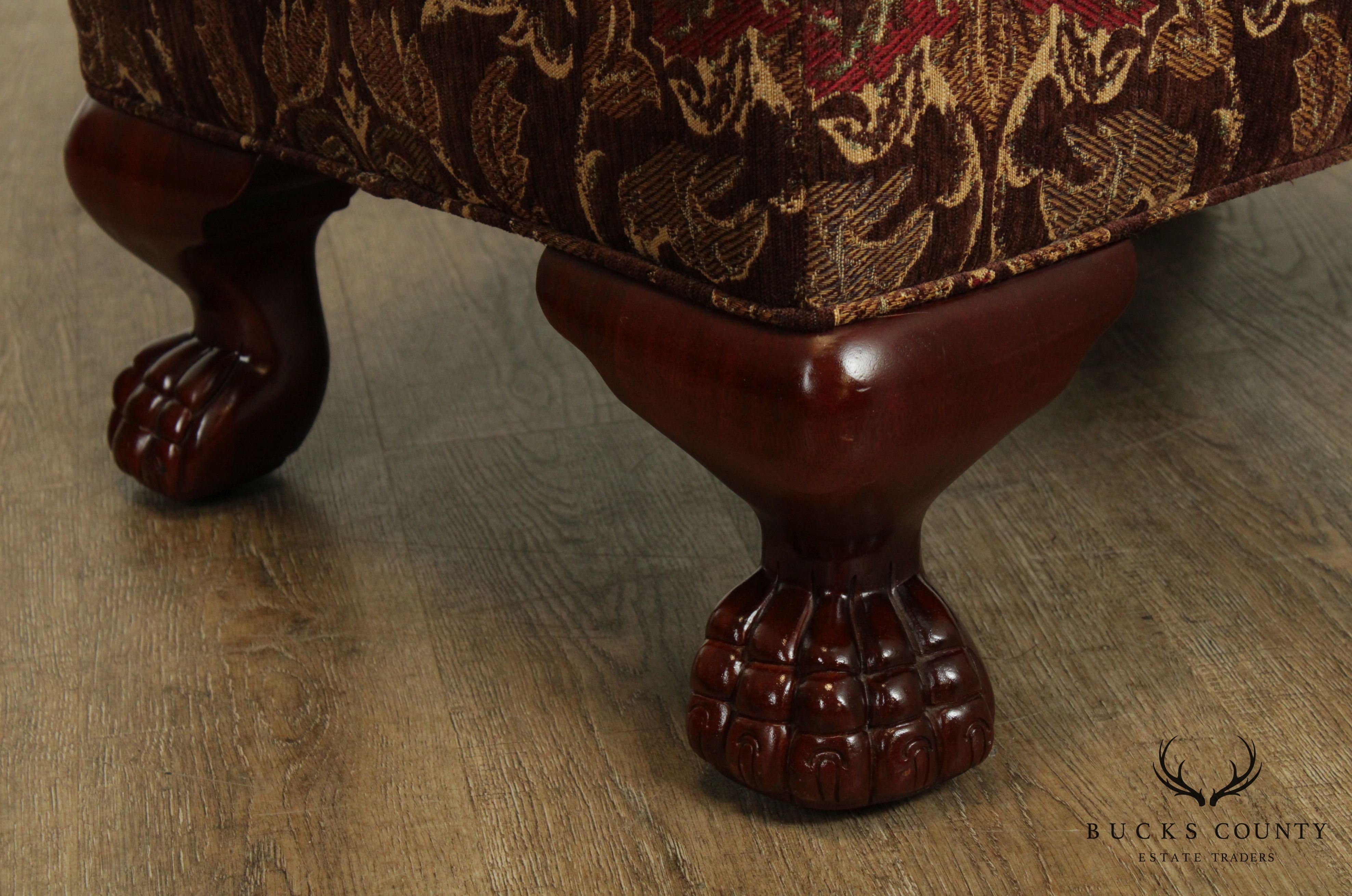 Hickory Chair George III Style Pair Claw Foot Mahogany Ottomans