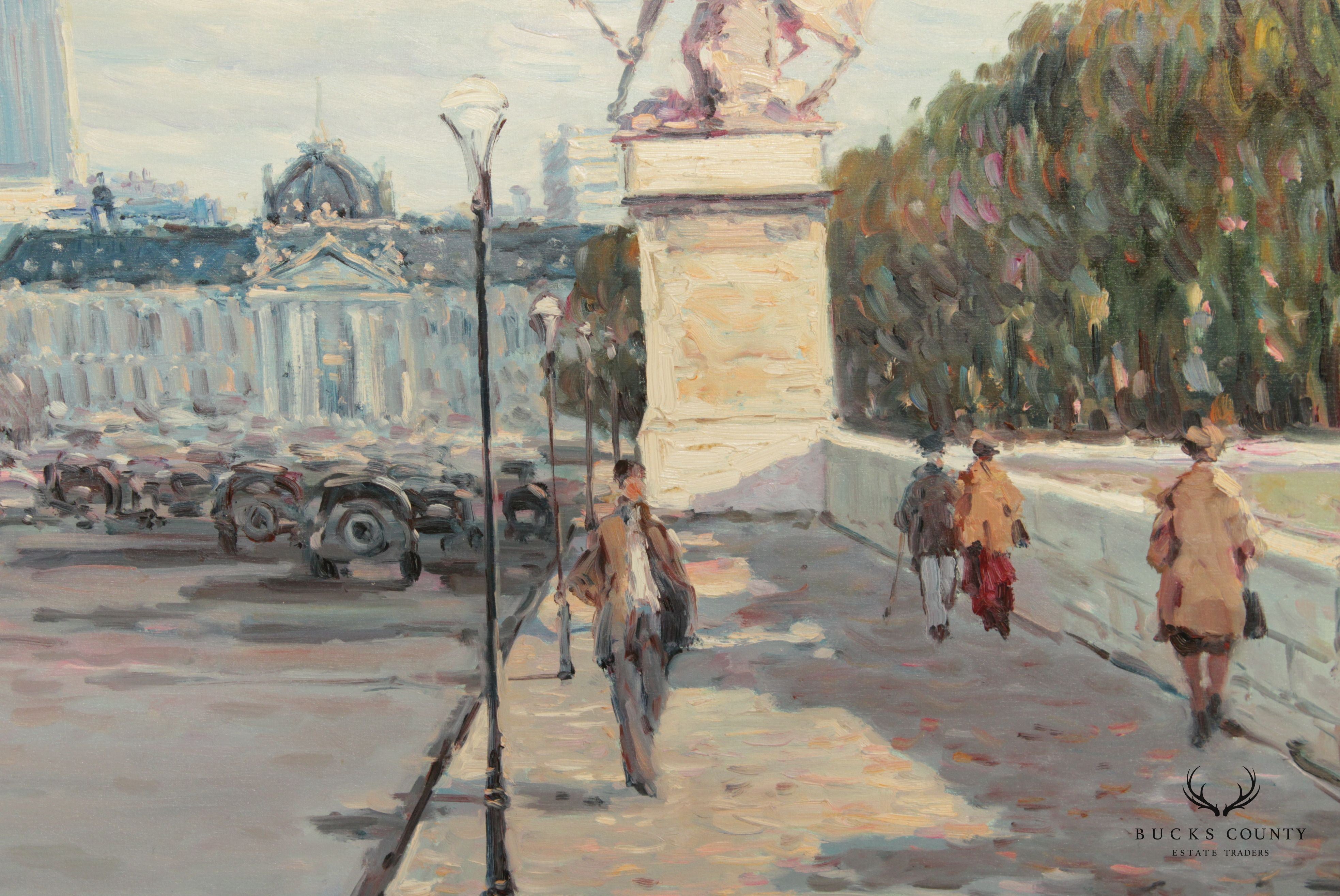 Late 20th C. Impressionist Style 'Paris' Street Scene by George Malva