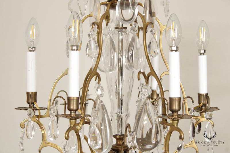 French Louis XV Style Crystal and Brass Chandelier