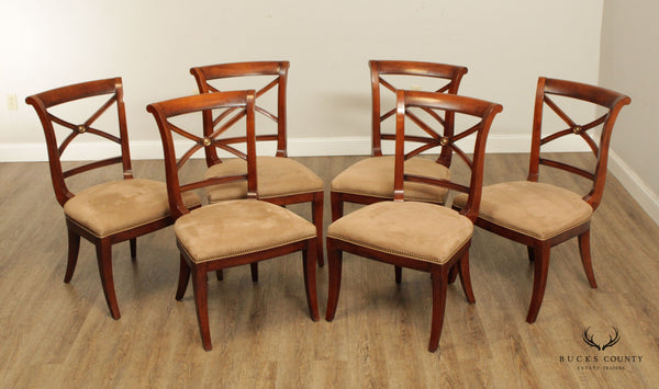 Hickory White Regency Set Six X Back Dining Chairs