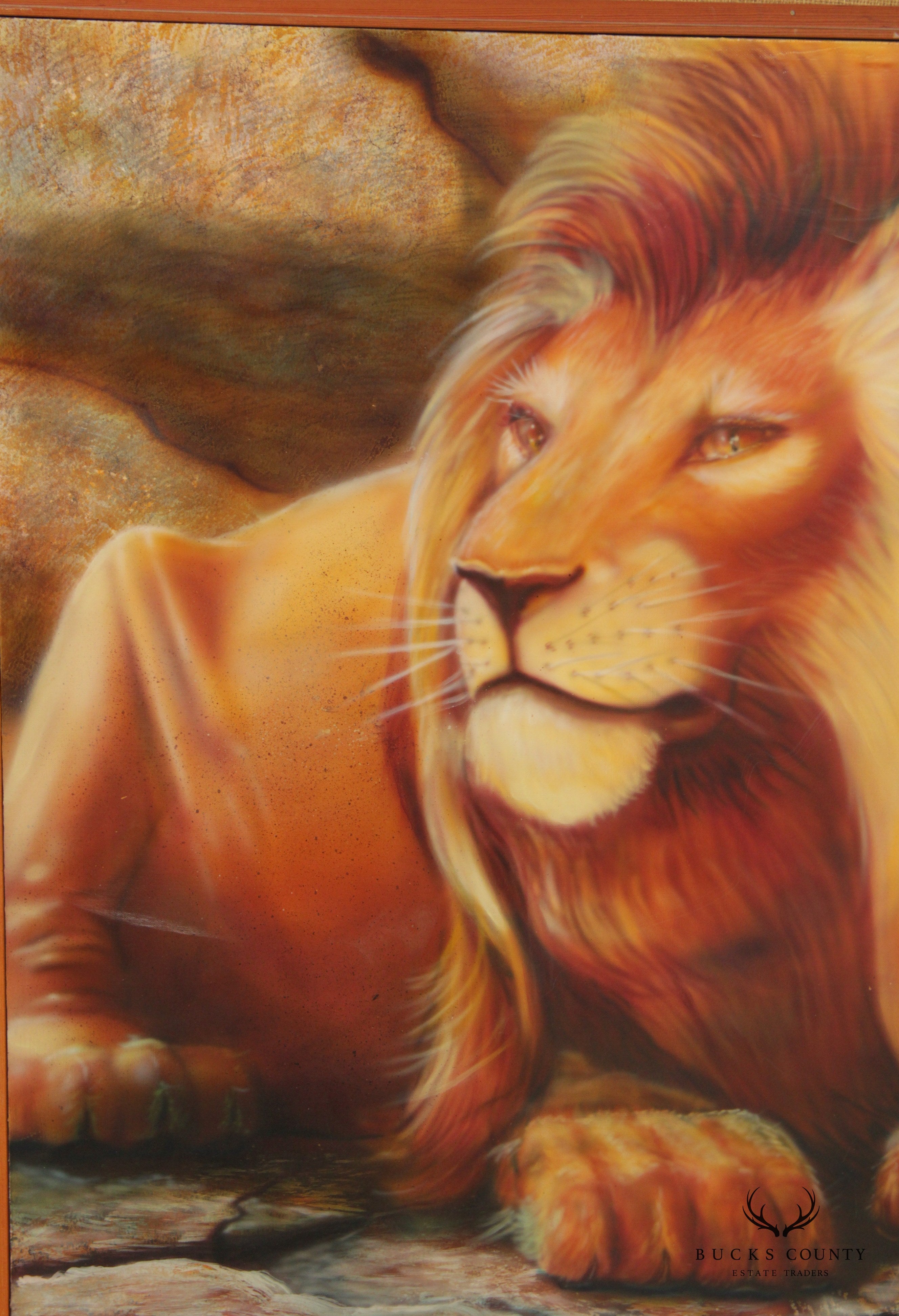 Contemporary 1970s Safari Lions Sleeping Large Scale Original Painting, Signed