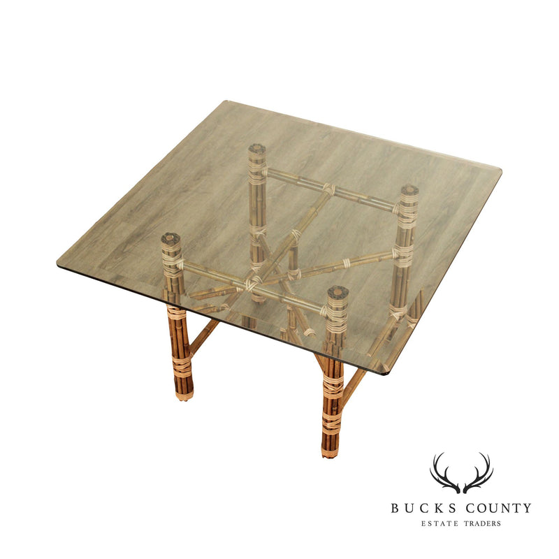 McGuire Bamboo and Glass Top Dining Table