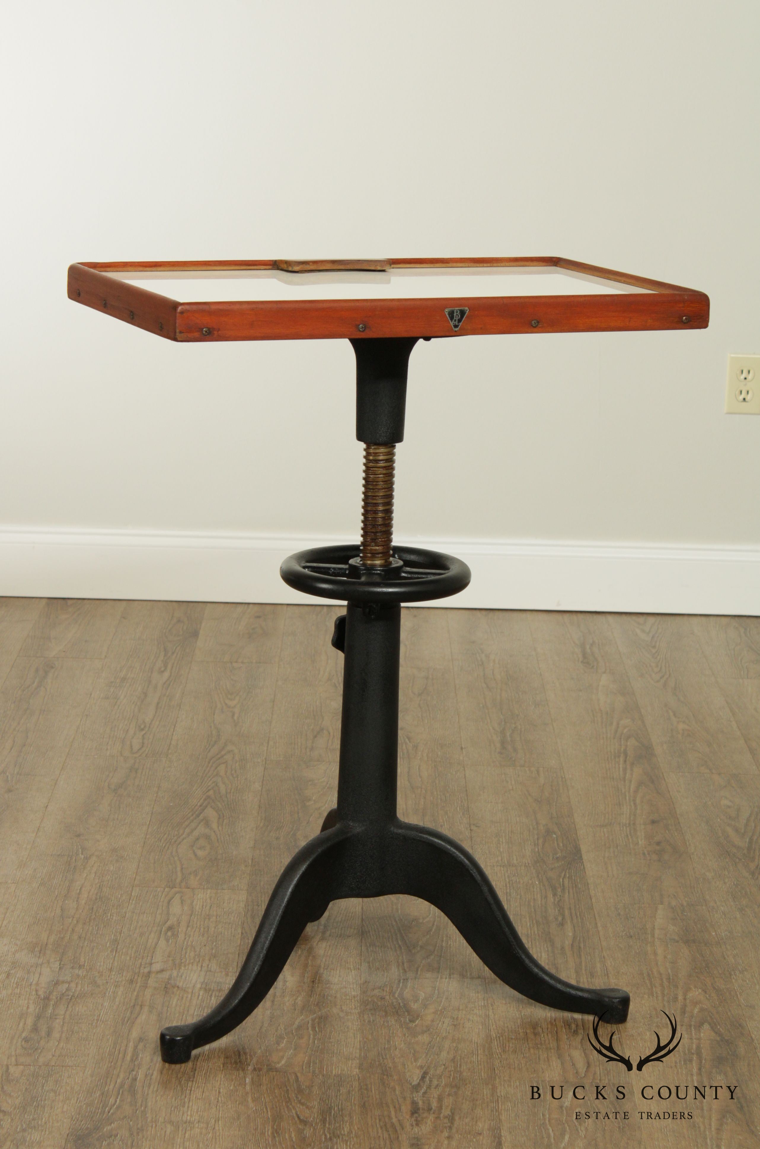 Bausch & Lomb Industrial Adjustable Iron Base Optometry Side Table