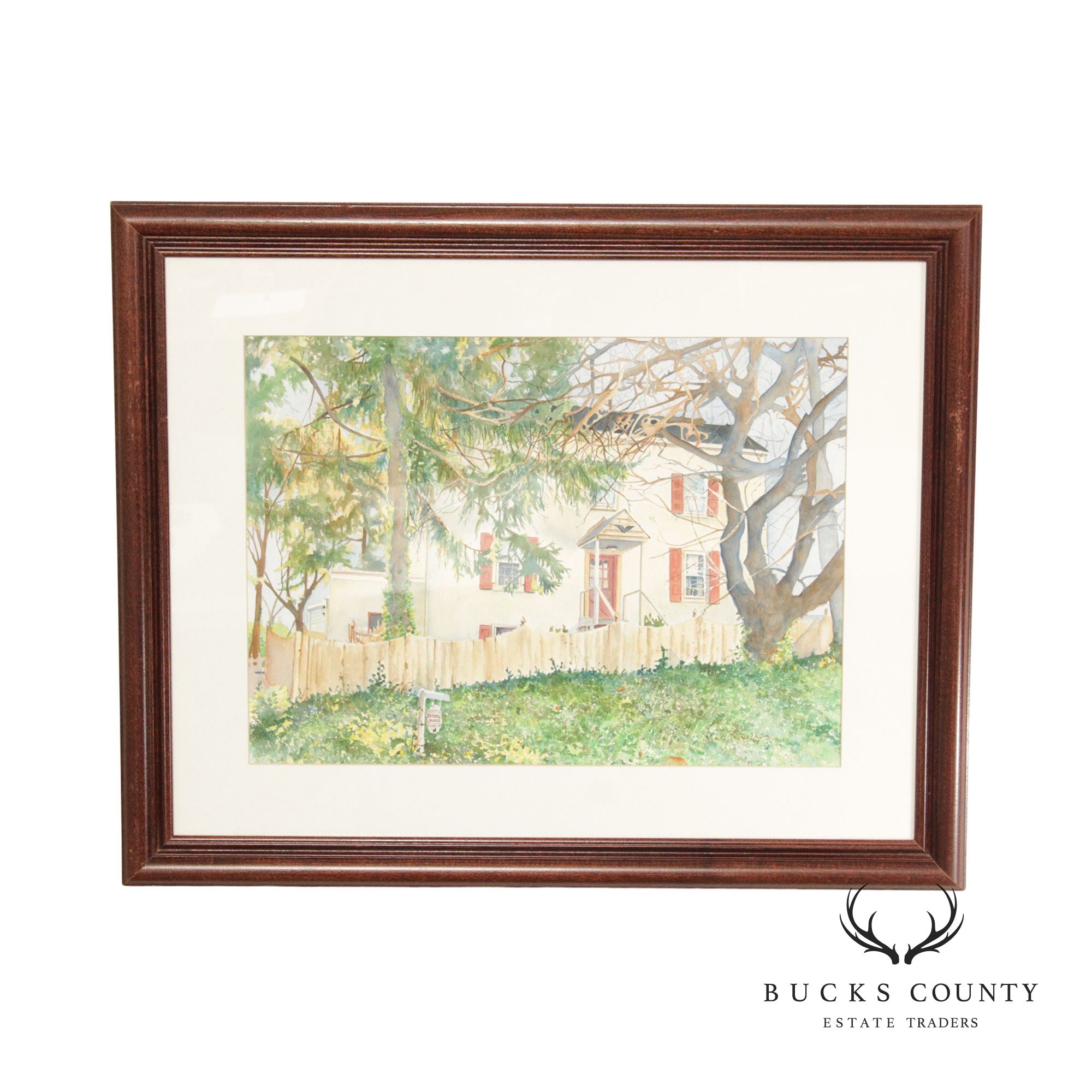 Sandy Busch 'Skrobul House' Watercolor Print, Custom Framed