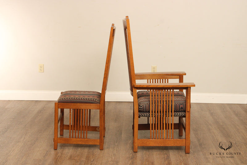 Stickley Mission Collection Set of Six Oak Spindle Dining Chairs