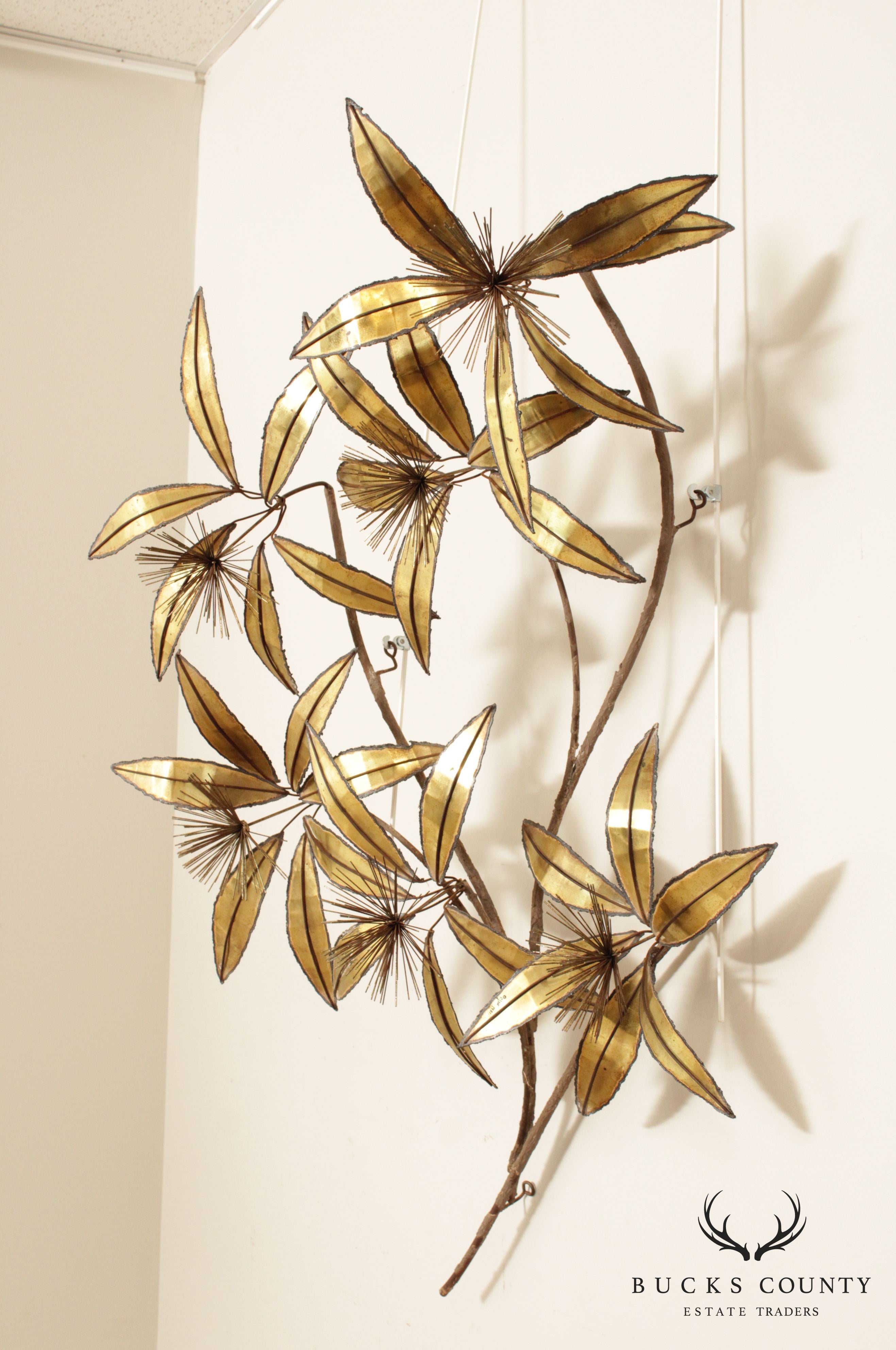 Curtis Jere Postmodern Vintage Metal Floral Wall Sculpture