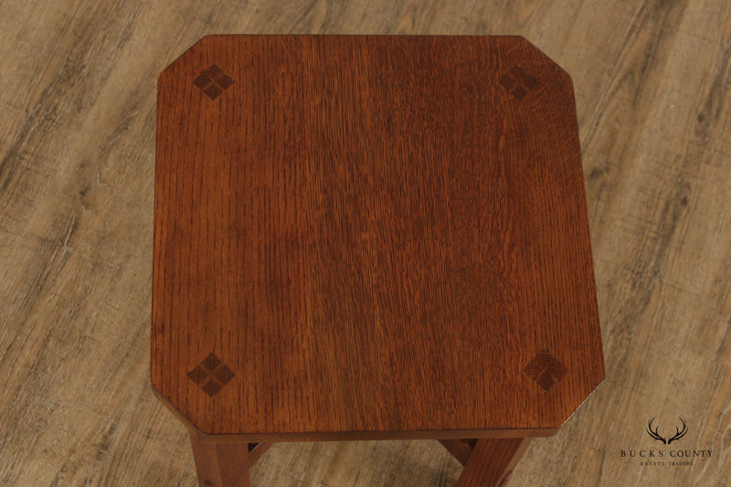 Stickley Mission Collection Oak Wood Top Tabouret Side Table