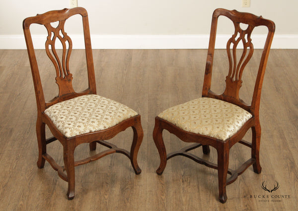 Antique Italian Provincial Style Pair of Walnut Side Chairs