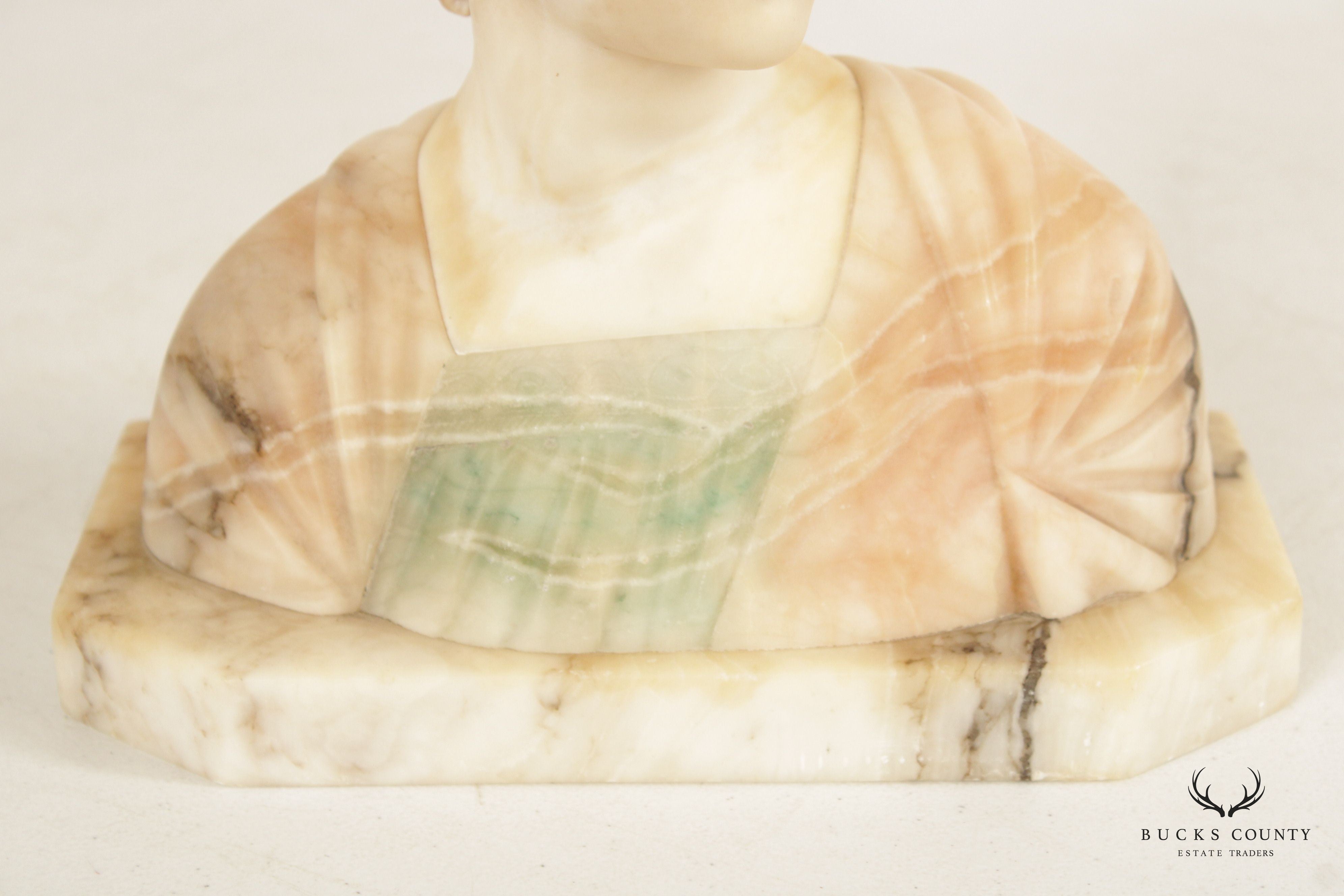 Antique Art Nouveau Alabaster Bust, After Giuseppe Bessi