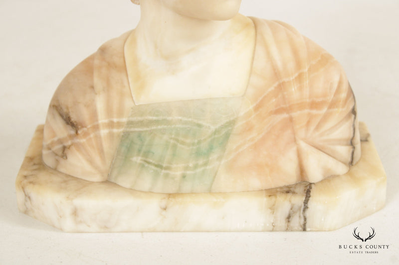Antique Art Nouveau Alabaster Bust, After Giuseppe Bessi