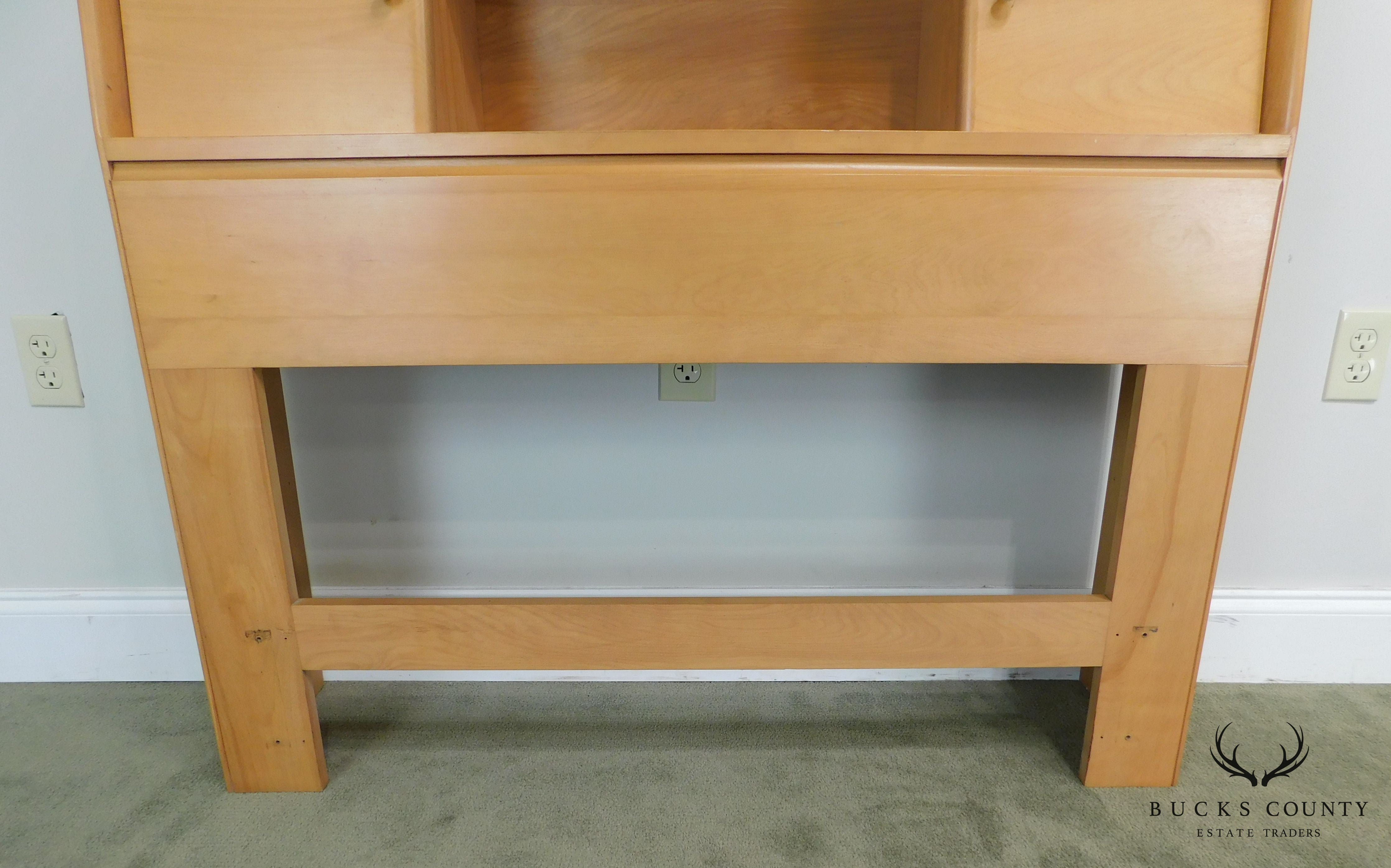 Heywood Wakefield Mid Century Modern Champagne Finish Bookcase Single Headboard (A)