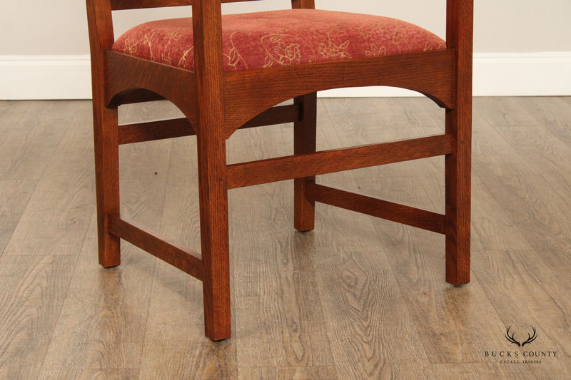 Stickley Mission Collection Harvey Ellis Set Of Six Inlaid Oak Dining Chairs