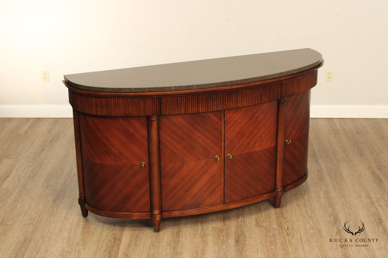 Bernhardt French Style Mahogany Granite Top Demilune Sideboard Buffet