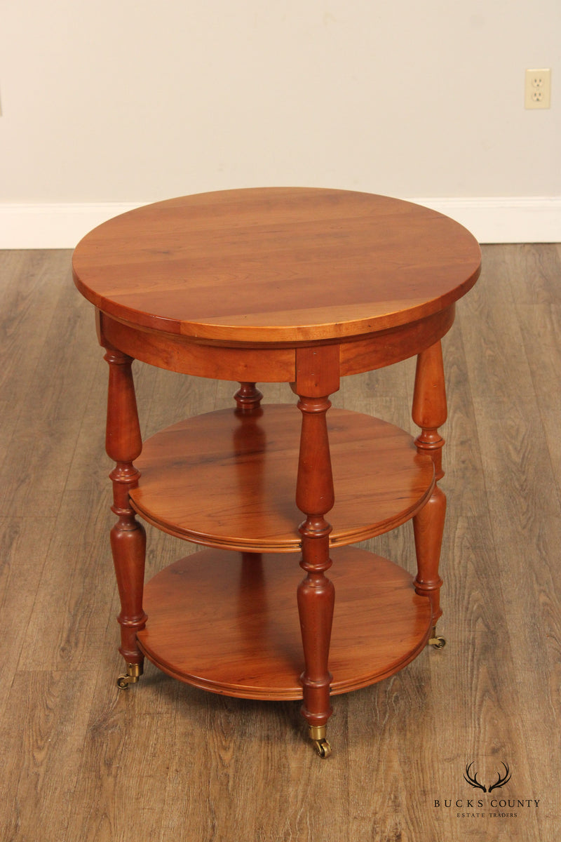 Harden Solid Cherry Round Three-Tier Side Table