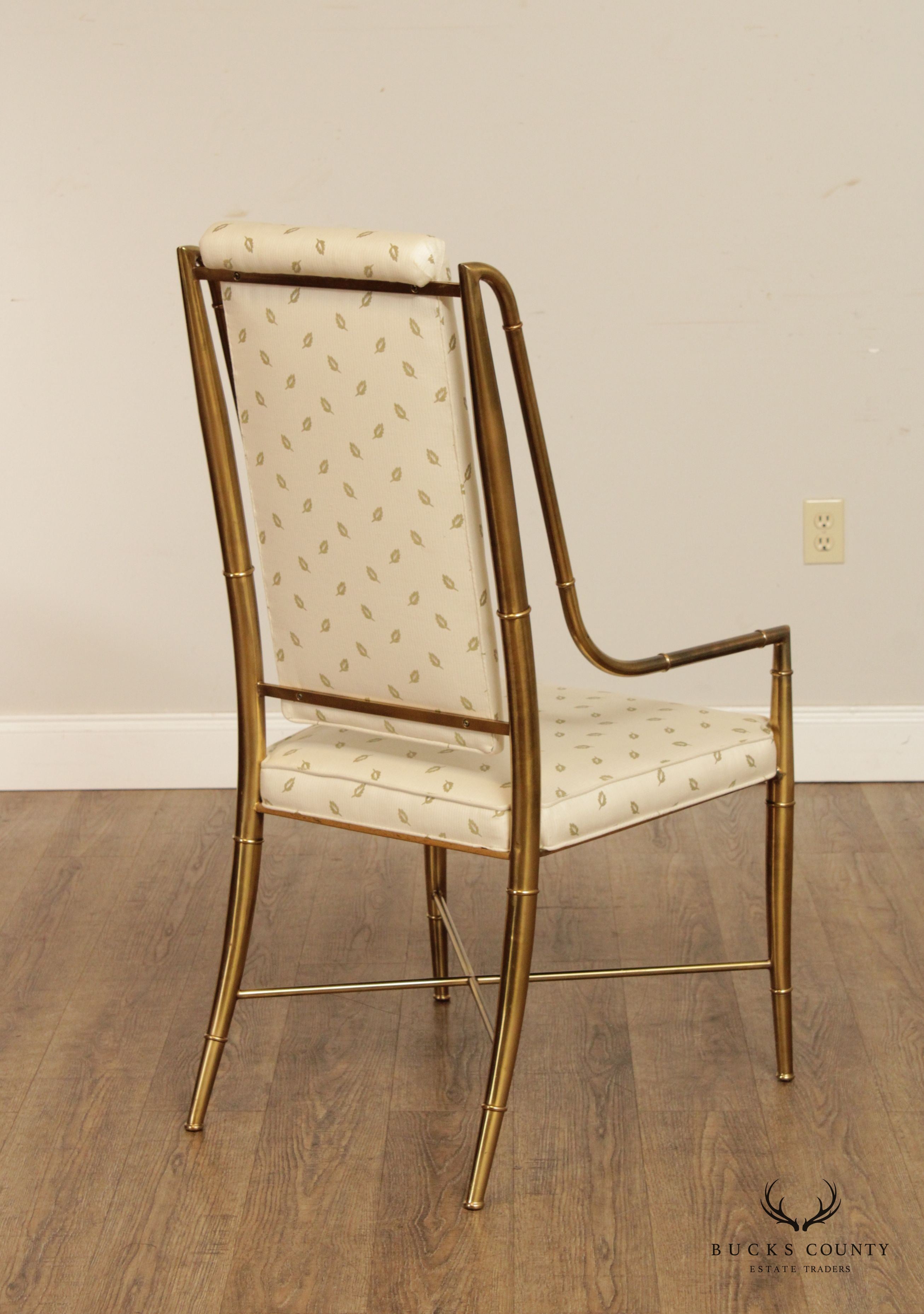 Mastercraft Vintage Hollywood Regency Pair of Faux Bamboo Brass Armchairs