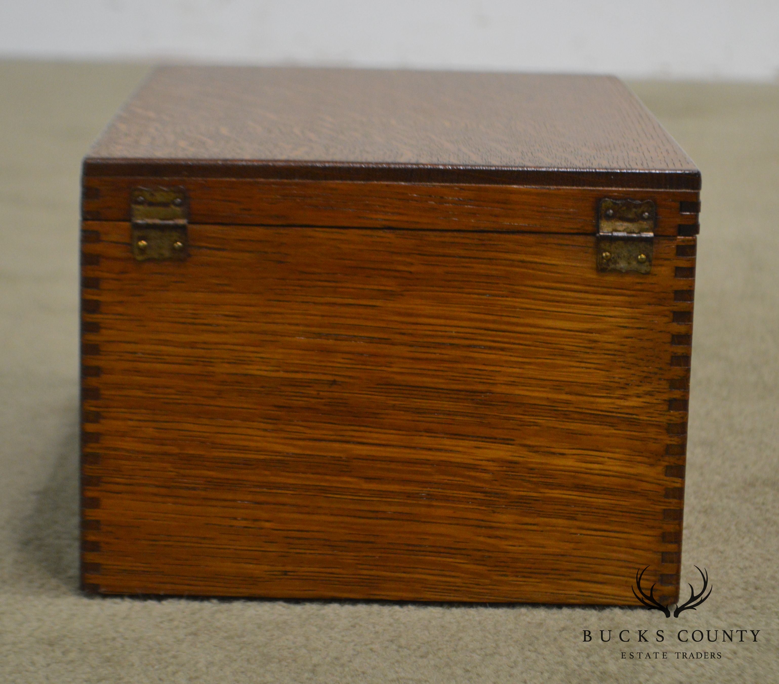 Antique Oak Desktop Library Card File Box