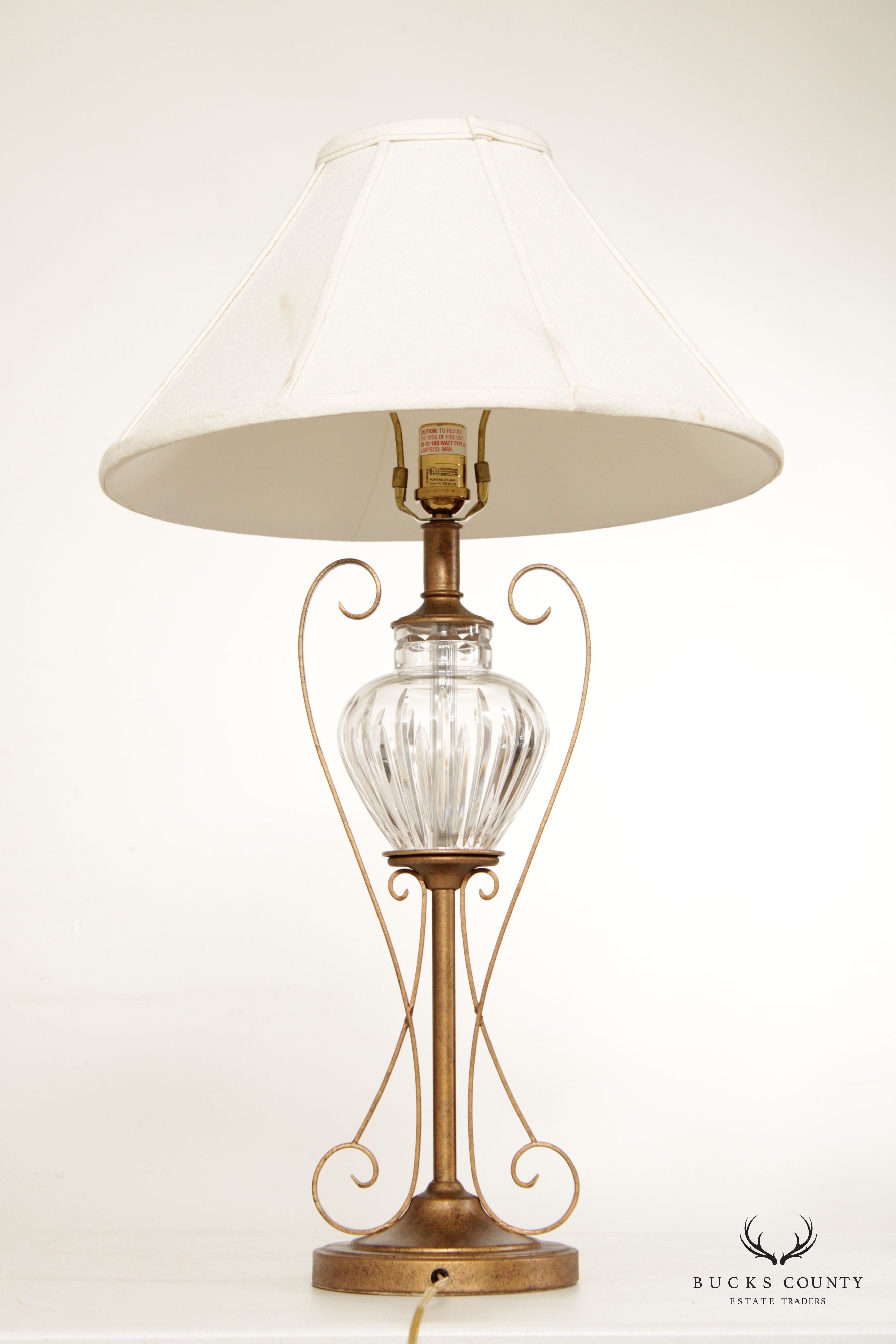 Waterford Cut Crystal Table Lamp with Silk Shade