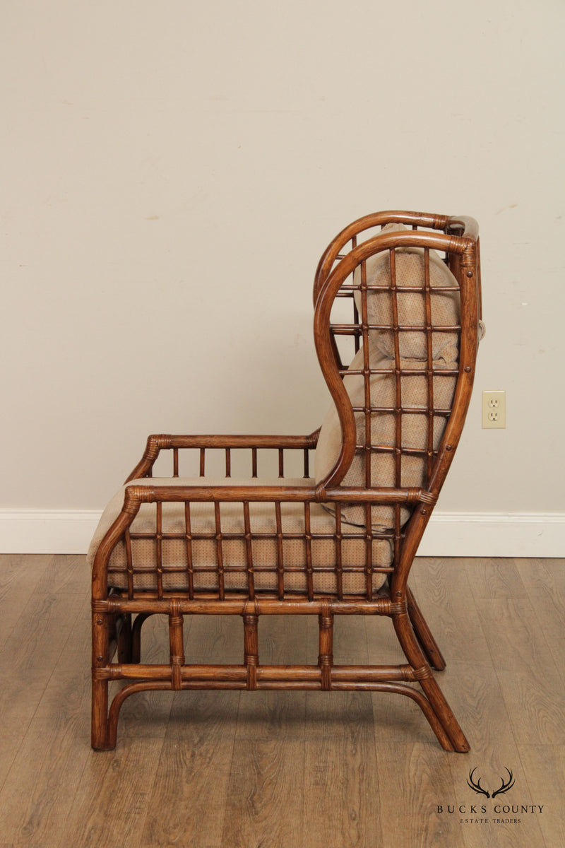 Vintage rattan wingback online chair