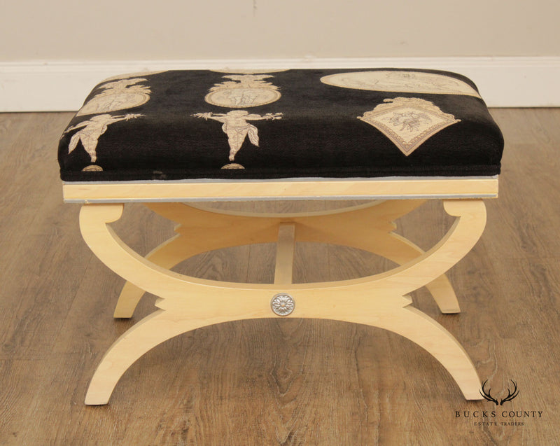 Vintage Classical Style Custom Upholstered Curule Stool