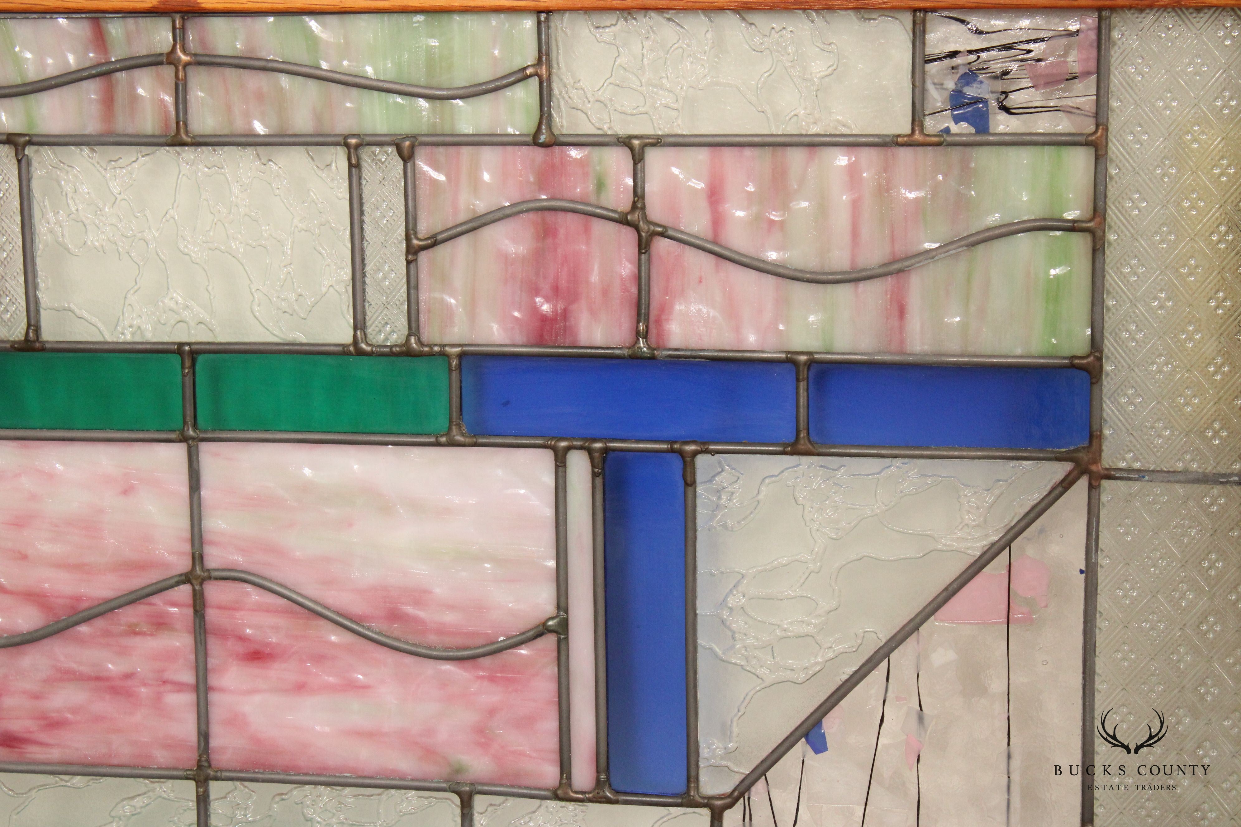 Arts and Crafts Style Stained Glass Panel or Transom