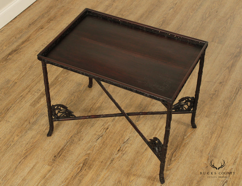 Antique 19th Century Rosewood Folding Bamboo Tray Table