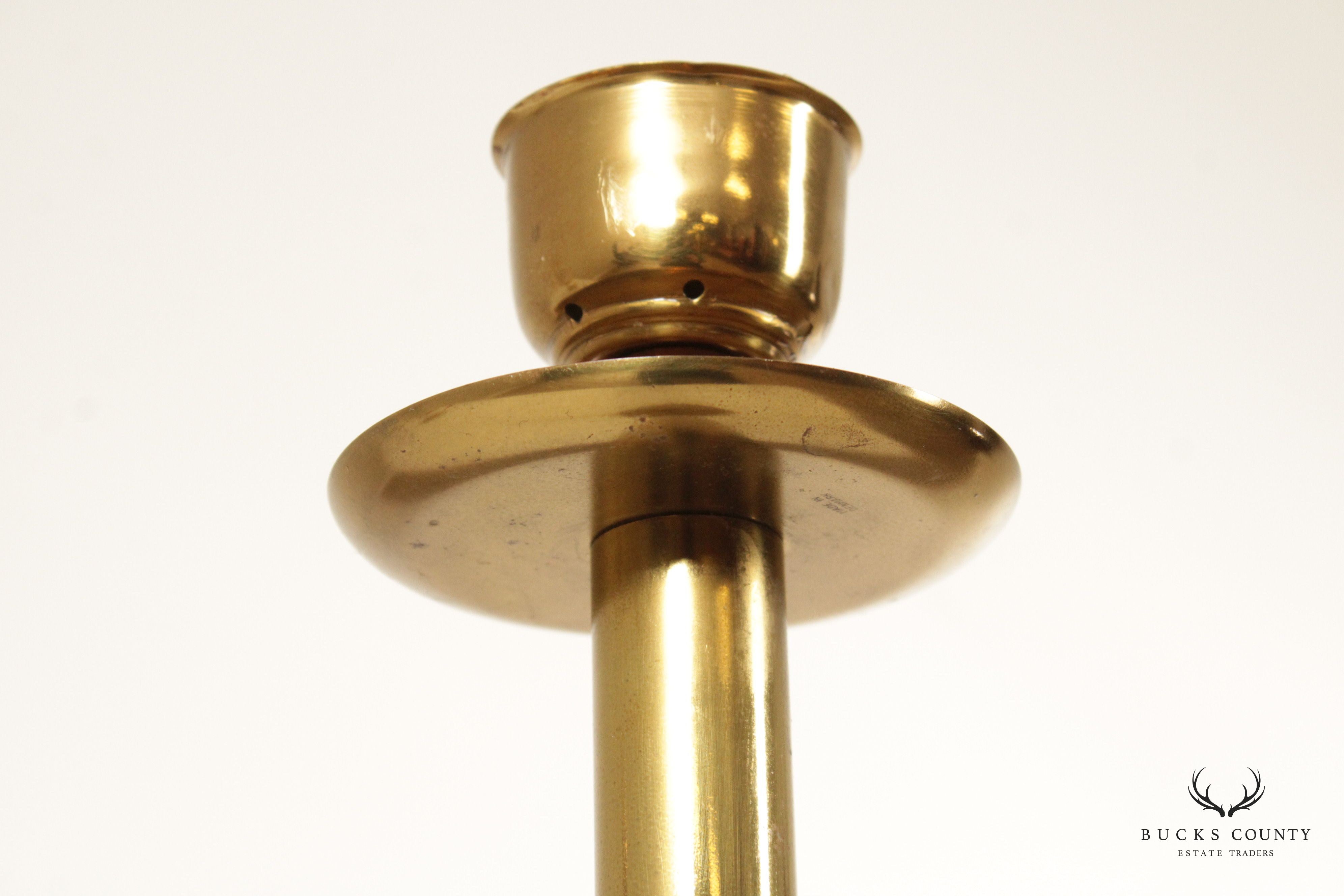 Danish Modern Set of Three Brass Candlestick Holders