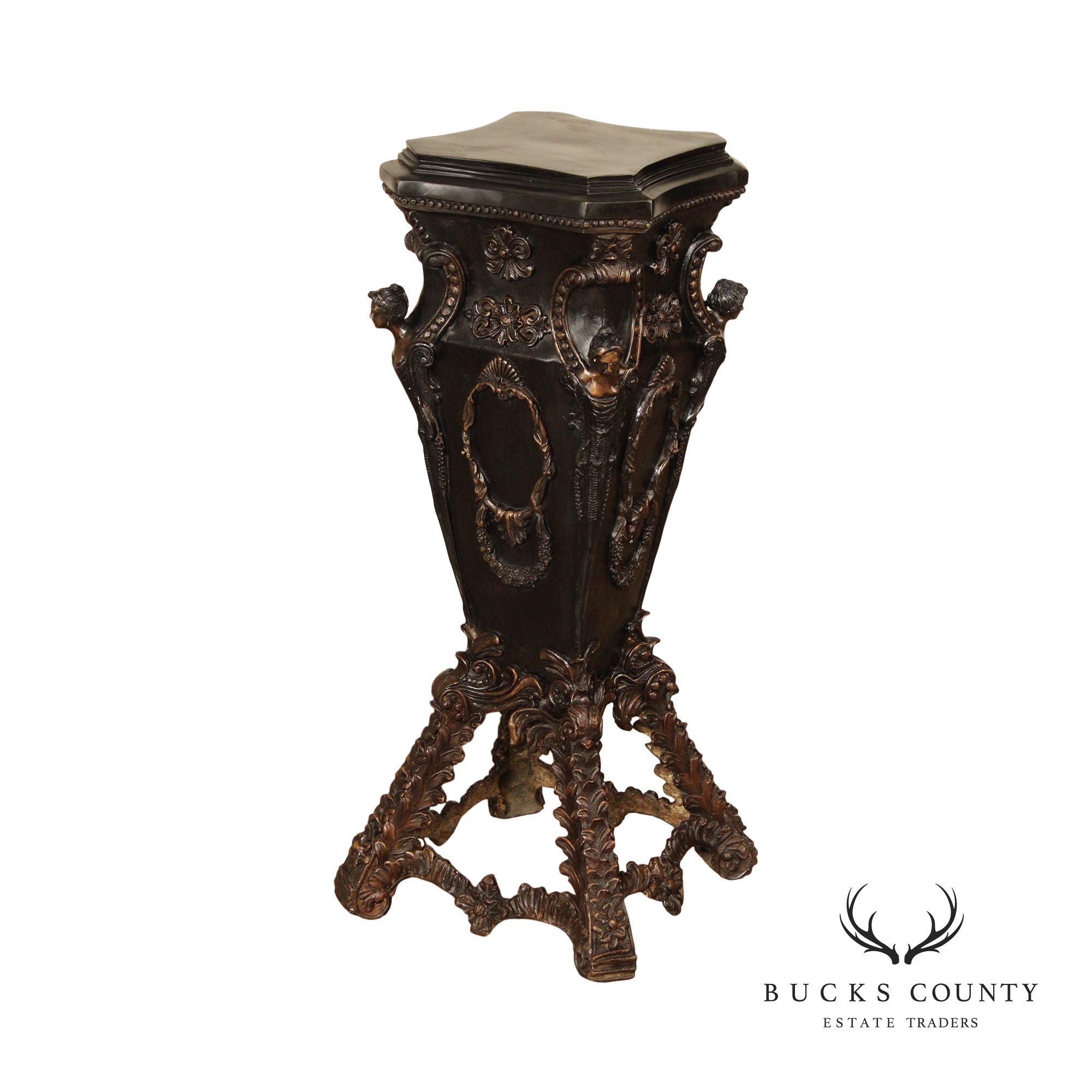 Baroque Style Patinated Bronze Pedestal